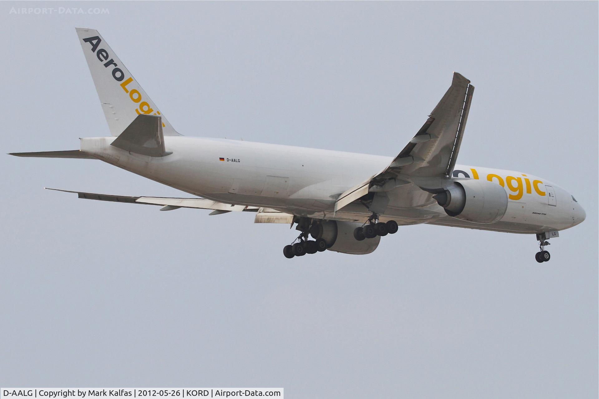 D-AALG, 2010 Boeing 777-FZN C/N 36199, AeroLogic Boeing 777-FZN, on final RWY 10 KORD.
