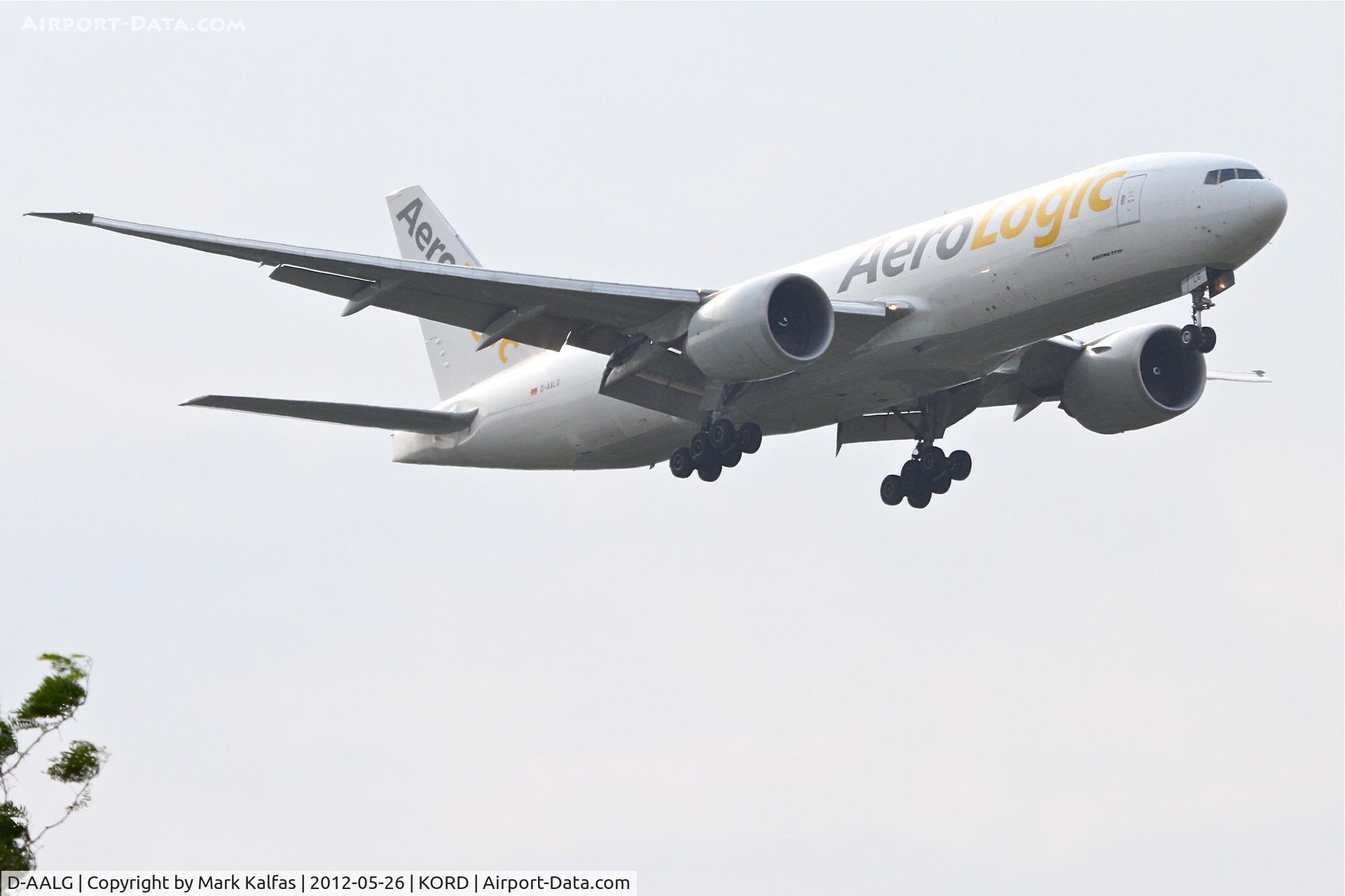 D-AALG, 2010 Boeing 777-FZN C/N 36199, AeroLogic Boeing 777-FZN, on final RWY 10 KORD.