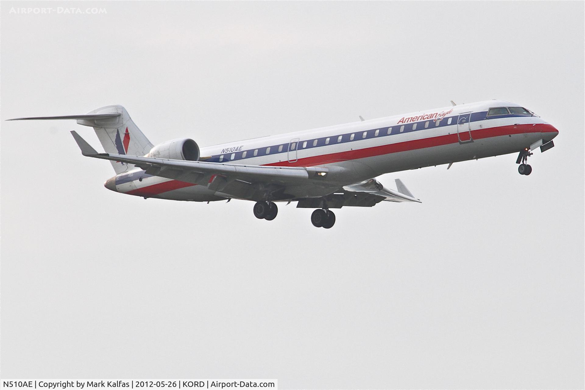 N510AE, 2003 Bombardier CRJ-701 (CL-600-2C10) Regional Jet C/N 10105, American Eagle Bombardier CL-600-2C10, EGF3732 arriving from MSP, RWY 10 approach ORD.