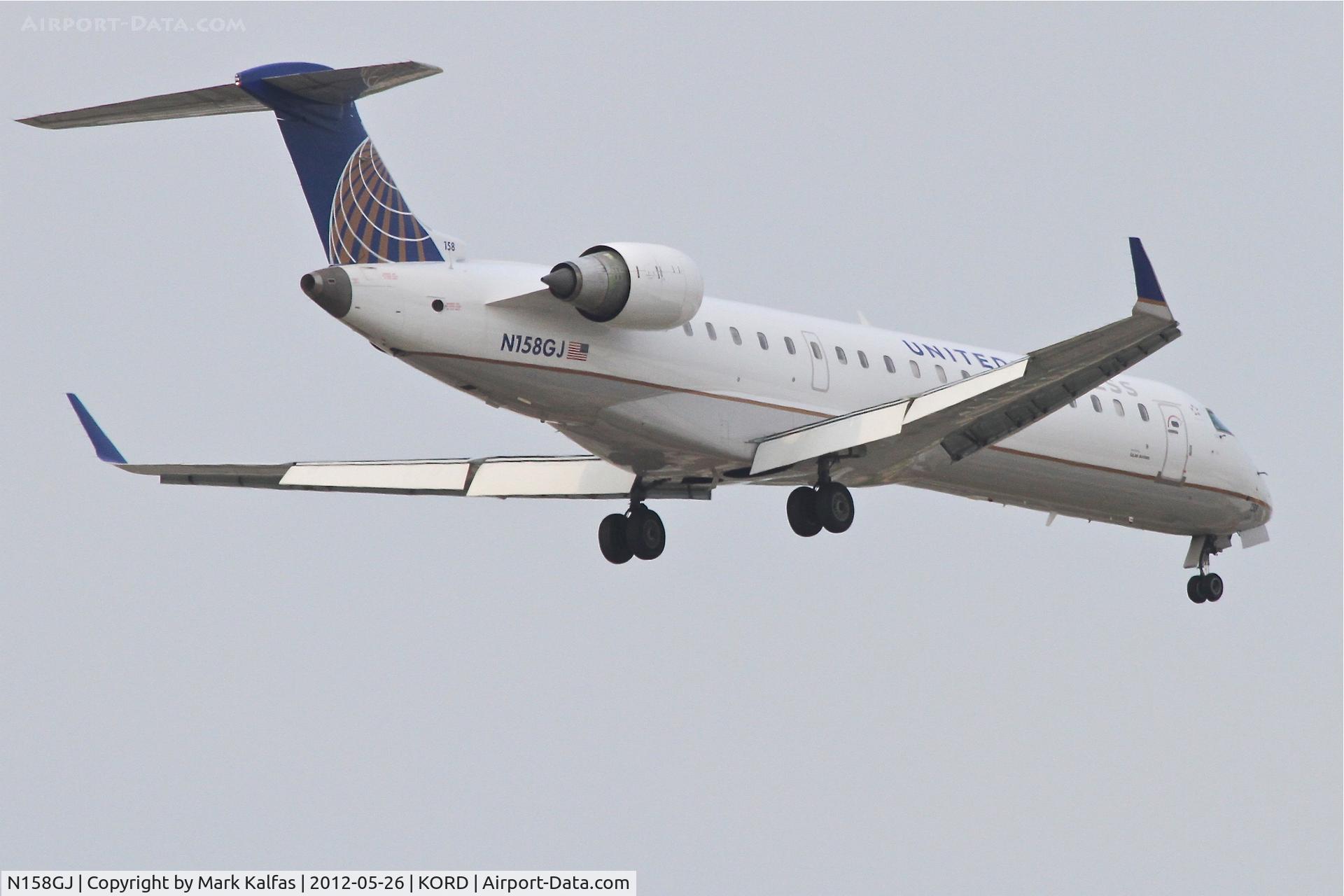 N158GJ, 2005 Bombardier CRJ-702 (CL-600-2C10) Regional Jet C/N 10237, GoJet Airlines Bombardier CL-600-2C10, GJS3622 arriving from Bozeman Yellowstone Int'l /KBZN, RWY 10 approach KORD.