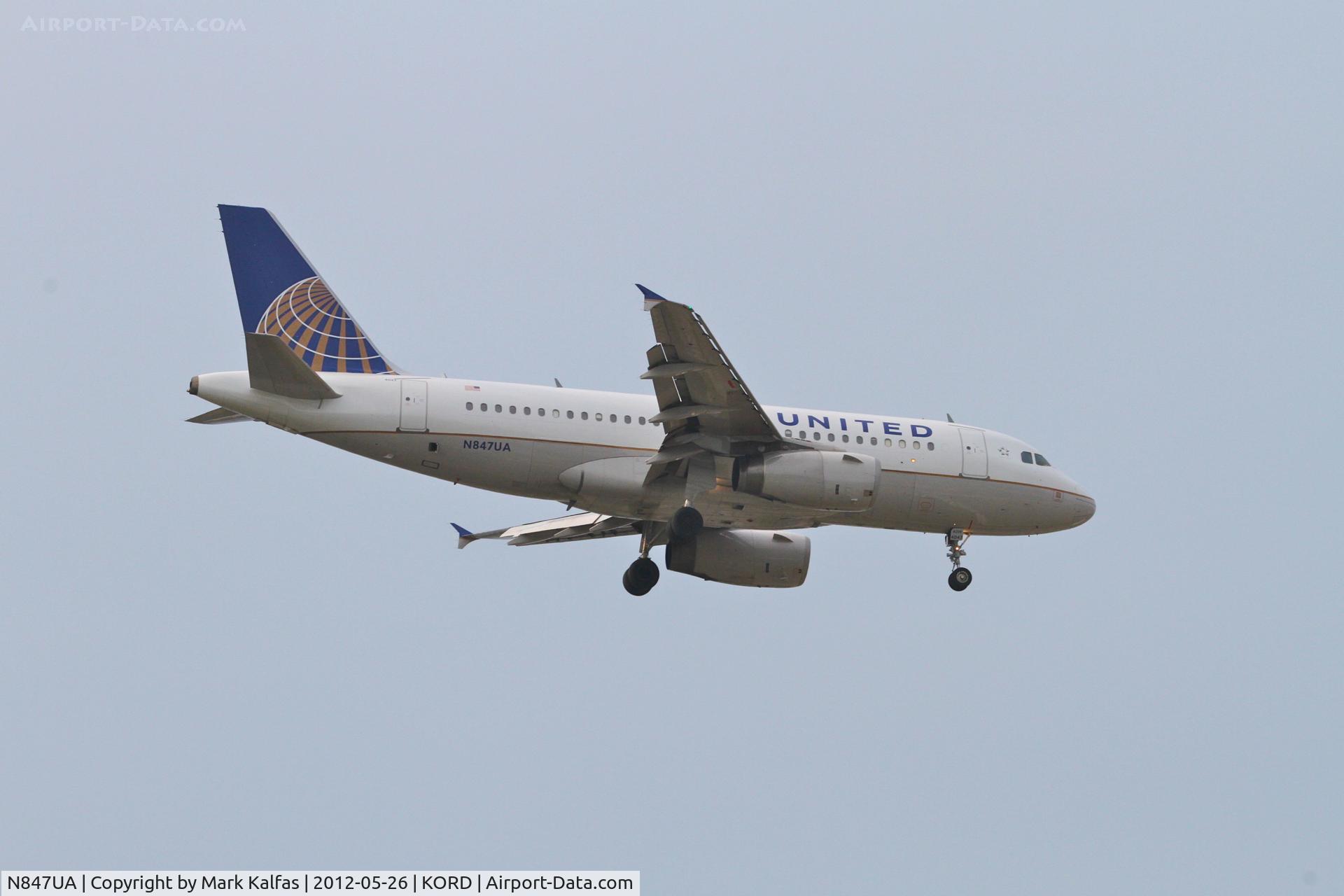 N847UA, 2001 Airbus A319-131 C/N 1627, United Airlines Airbus A319-131, UAL276 arriving from KMSP, RWY 10 approach KORD.