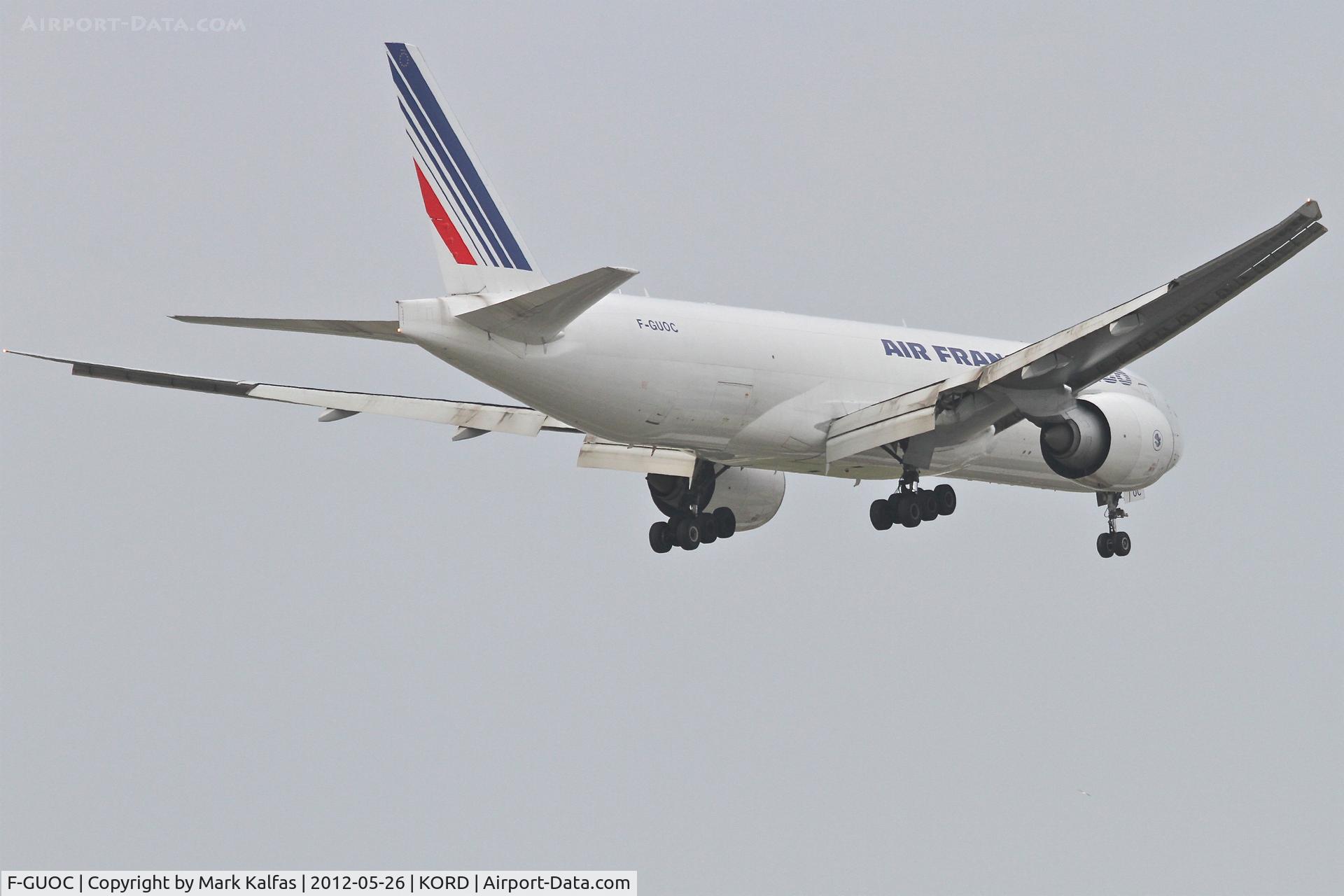 F-GUOC, 2009 Boeing 777-F28 C/N 32966, Air France Cargo BOEING 777-F28, AFR6732 arriving from Charles de Gaulle/Roissy /LFPG, RWY 10 approach KORD.