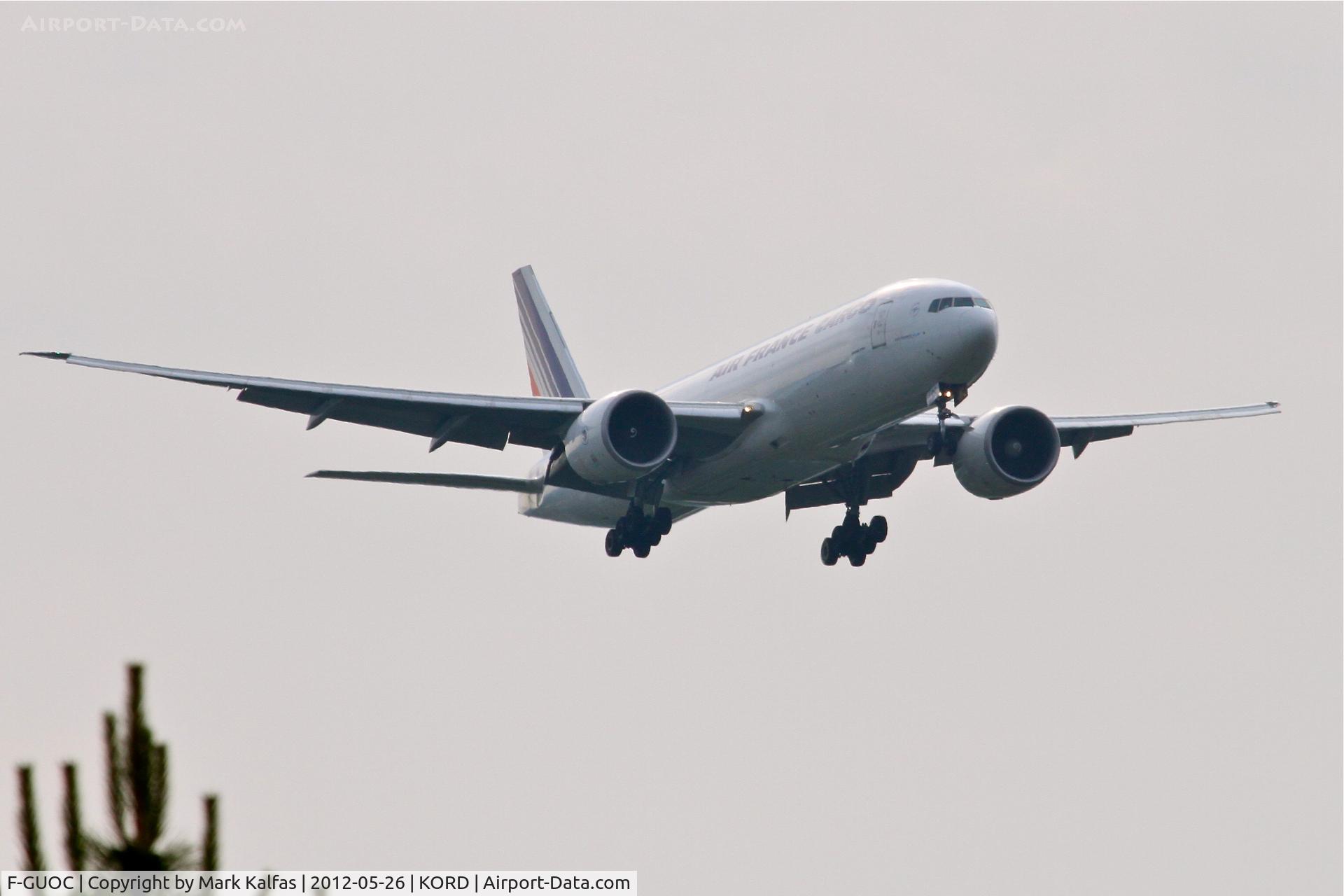 F-GUOC, 2009 Boeing 777-F28 C/N 32966, Air France Cargo BOEING 777-F28, AFR6732 arriving from Charles de Gaulle/Roissy /LFPG, RWY 10 approach KORD.