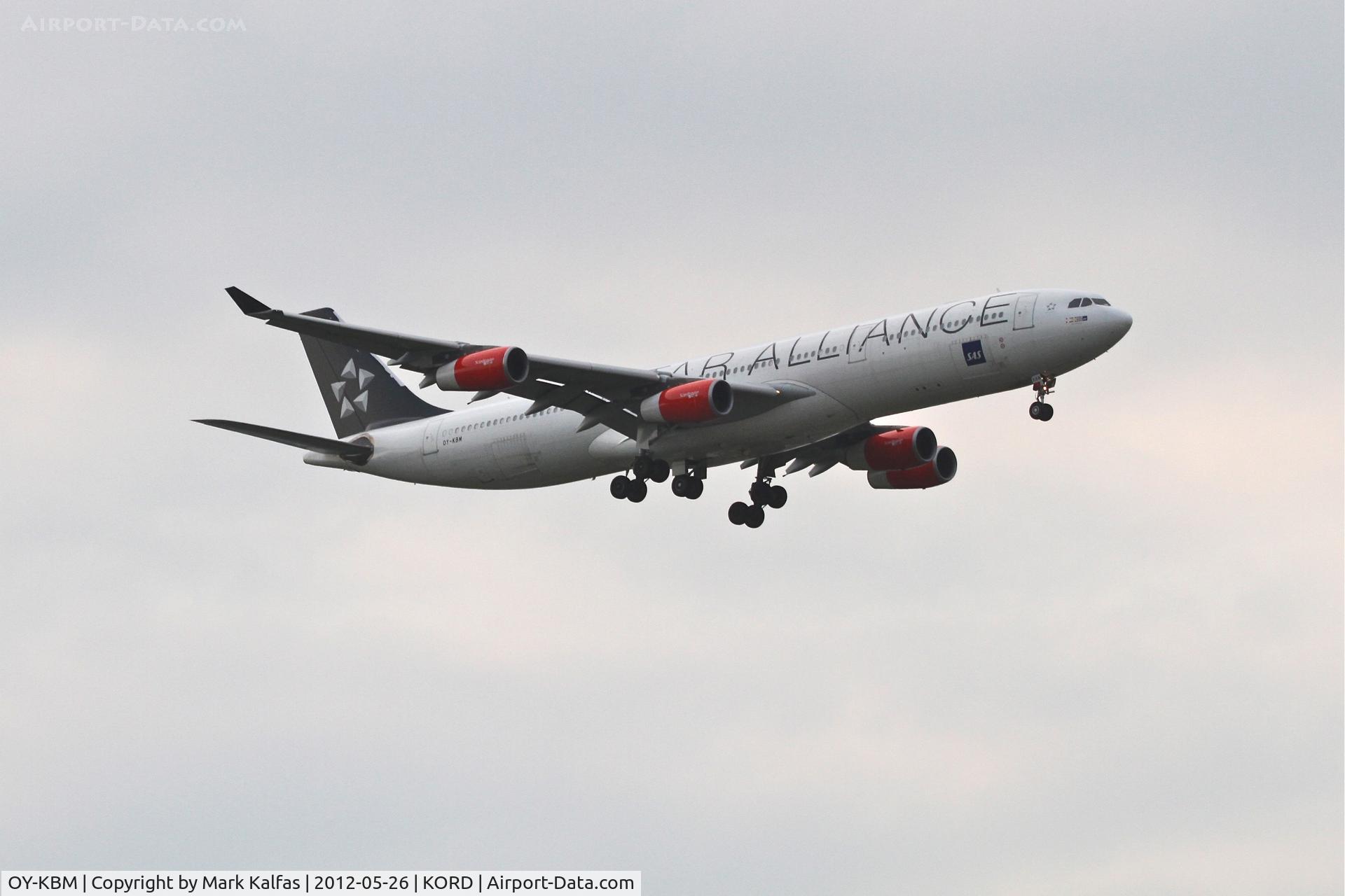 OY-KBM, 2002 Airbus A340-313X C/N 450, SAS/Scandinavian Airlines Airbus A340-313X, SAS934 arriving from Copenhagen /EKCH, RWY 10 approach KORD.