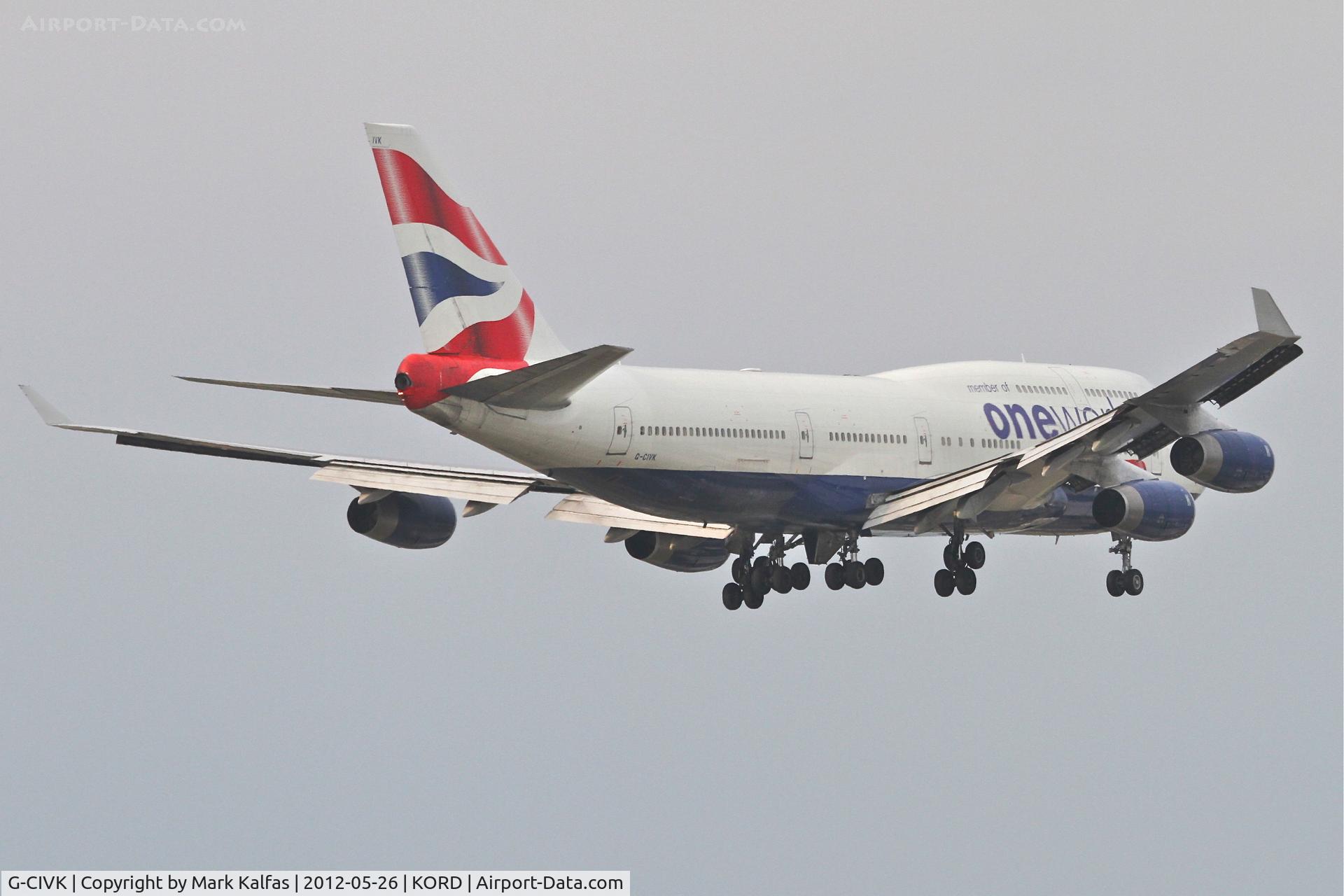 G-CIVK, 1997 Boeing 747-436 C/N 25818, British Airways  Boeing 747-436, BAW297 arriving from London Heathrow /EGLL, RWY 10 approach KORD.