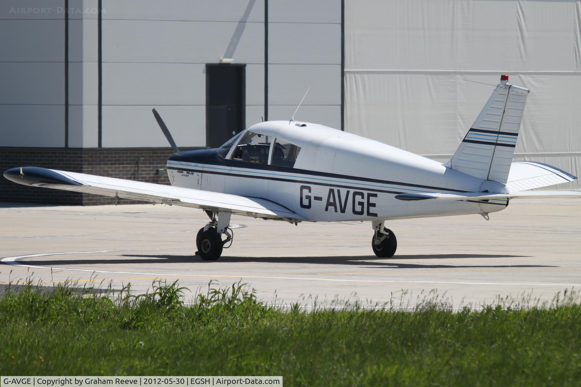 G-AVGE, 1967 Piper PA-28-140 Cherokee C/N 28-22787, Parked at Norwich.