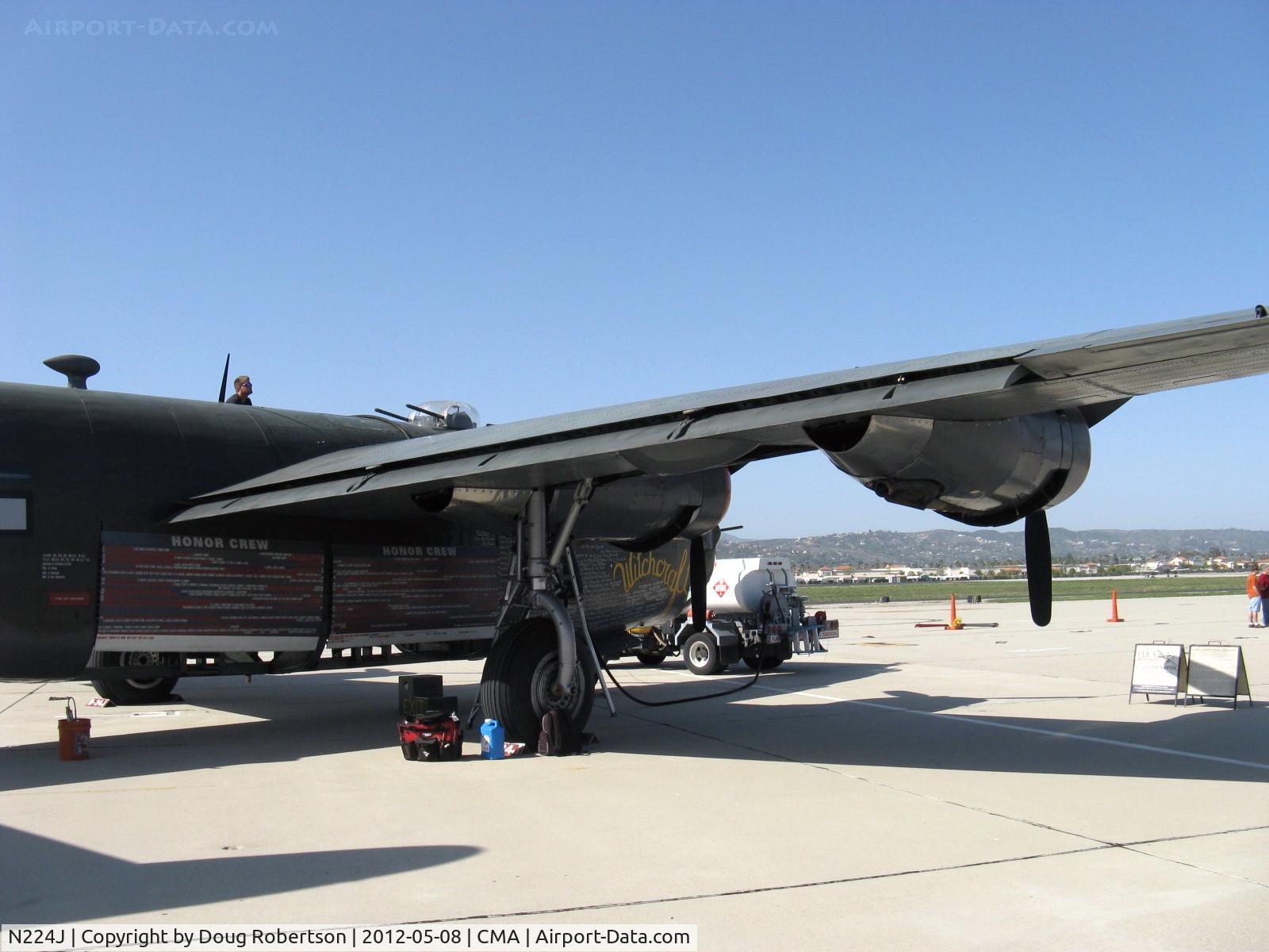 N224J, 1944 Consolidated B-24J-85-CF Liberator C/N 1347 (44-44052), 1944 Consolidated B-24J LIBERATOR 'Witchcraft', four turbocharged P&W R-1830-65 Twin Wasp 1,200 Hp each, top turret and wide-span Fowler-type trailing-edge wing flaps