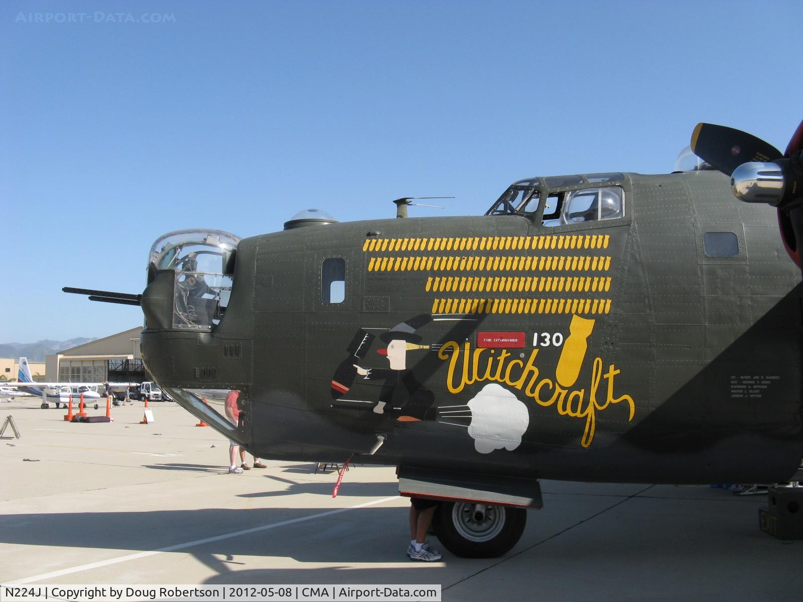 N224J, 1944 Consolidated B-24J-85-CF Liberator C/N 1347 (44-44052), 1944 Consolidated B-24J LIBERATOR 'Witchcraft', four turbocharged P&W R-1830-65 Twin Wasp 1,200 Hp each. World's SOLE REMAINING FLYING EXAMPLE, nose art