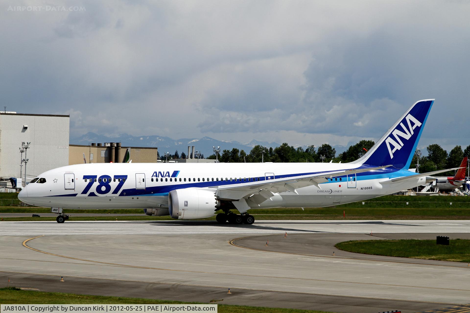 JA810A, 2011 Boeing 787-8 Dreamliner C/N 34506, Taxying in after a test flight wearing Beoing test registration N1008S