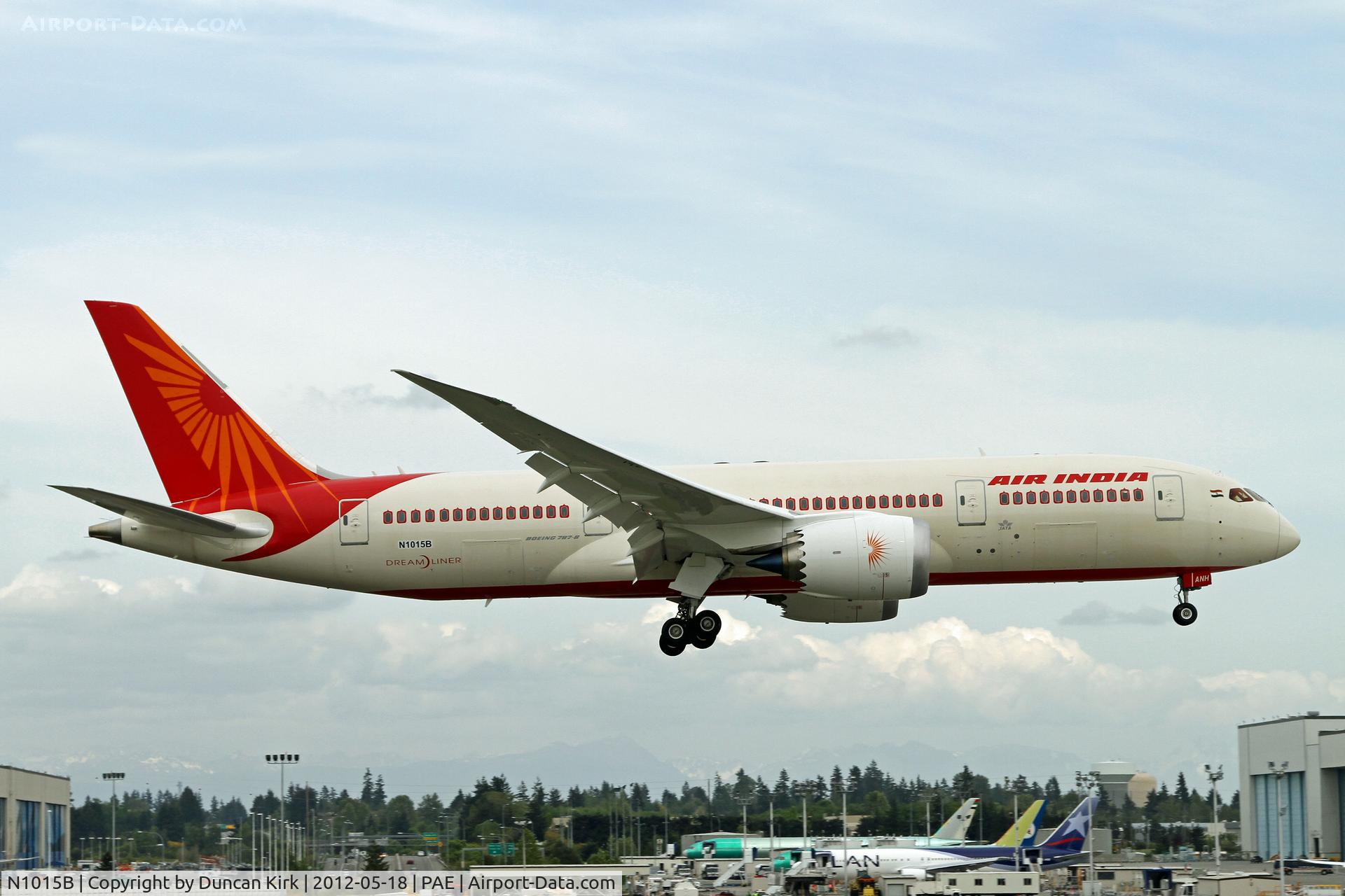 N1015B, 2012 Boeing 787-8 Dreamliner C/N 36276, Arriving back from Lackland AFB wearing test reg N1015B
