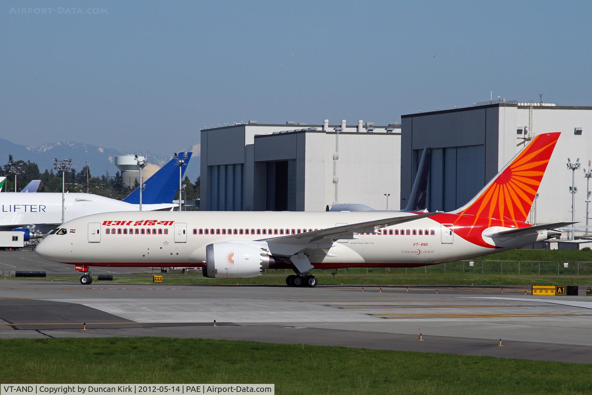 VT-AND, 2011 Boeing 787-8 Dreamliner C/N 36278, Taxying in after a test flight.