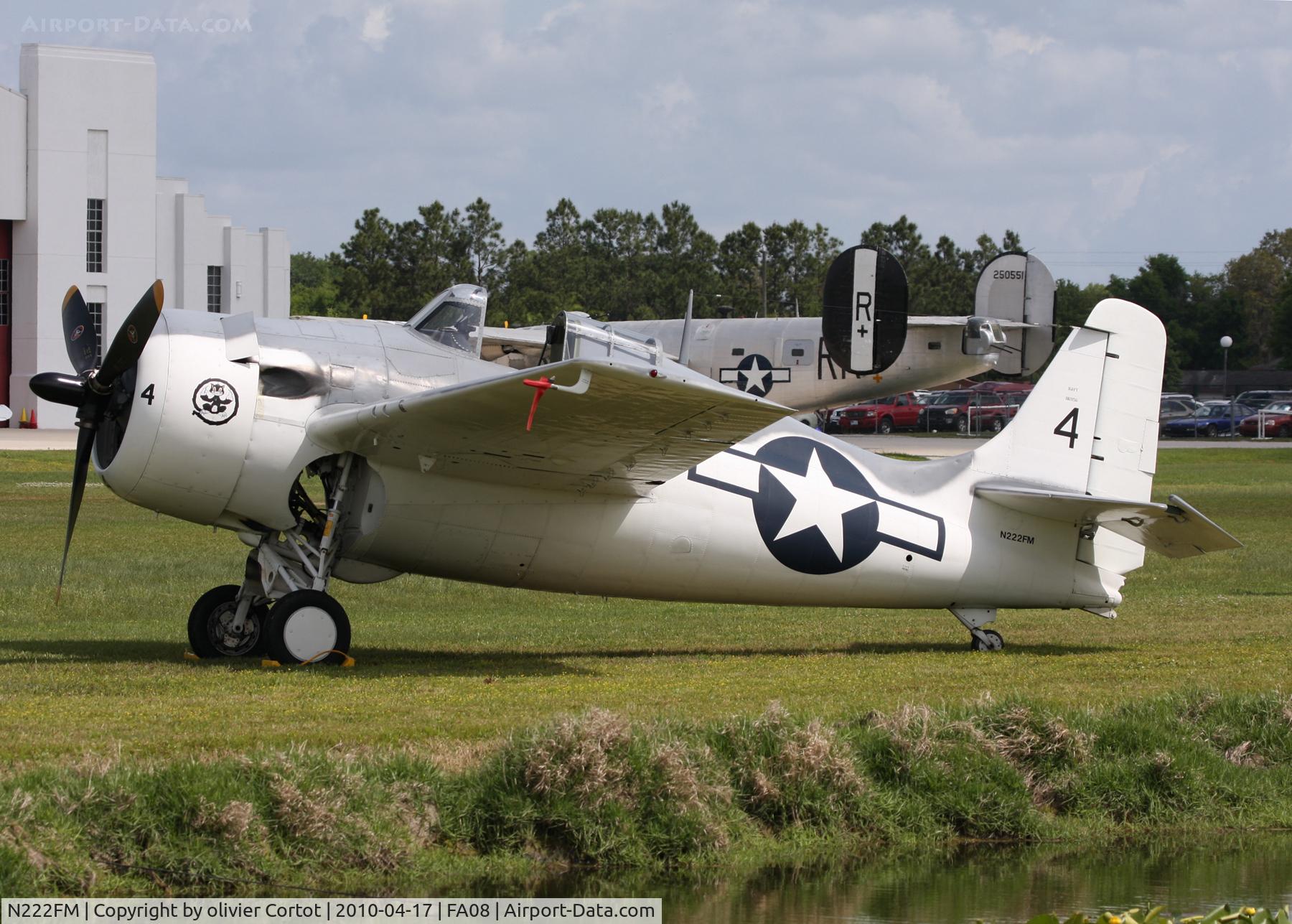 N222FM, 1953 General Motors (Grumman) FM-2 Wildcat C/N 5975, Fantasy of flight museum. Note the B-24 in the background !