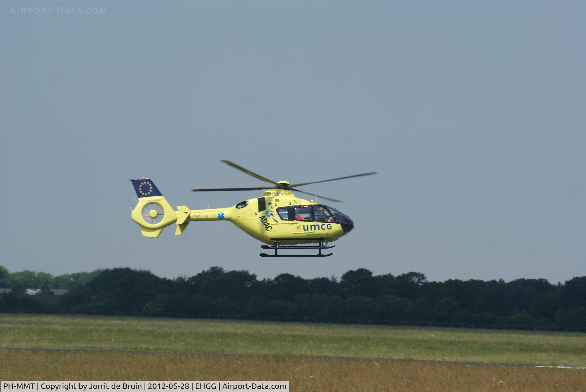 PH-MMT, 2010 Eurocopter EC-135P-2+ C/N 0871, Vacating the runway 05 by taxiway Alfa for the daily refuel on Eelde.