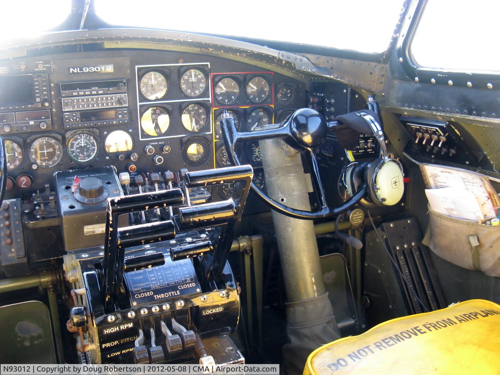 N93012, 1944 Boeing B-17G-30-BO Flying Fortress C/N 32264, 1944 Boeing B-17G FLYING FORTRESS 'Nine O Nine', four turbocharged Wright Cyclone R-1820-97 1,200 Hp each. Co-Pilot's side