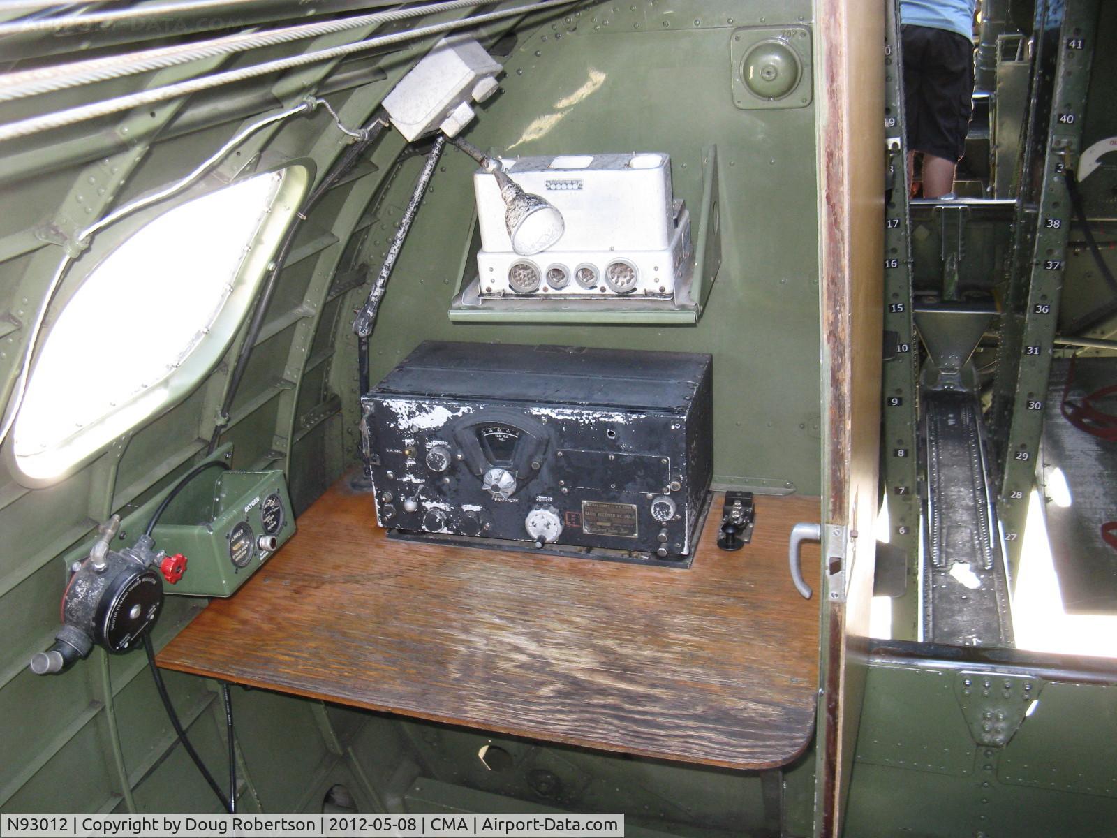 N93012, 1944 Boeing B-17G-30-BO Flying Fortress C/N 32264, 1944 Boeing B-17G FLYING FORTRESS 'Nine O Nine', four turbocharged Wright Cyclone R-1820-97 1,200 Hp each, Radioman's compartment. Note: Morse code key to right of transceiver on desk and crew alarm bell