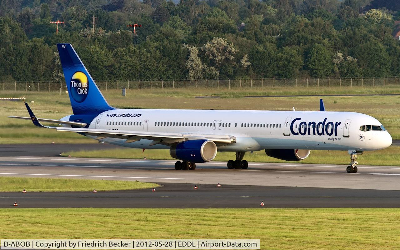D-ABOB, 1998 Boeing 757-330 C/N 29017, early morning departure from Düsseldorf