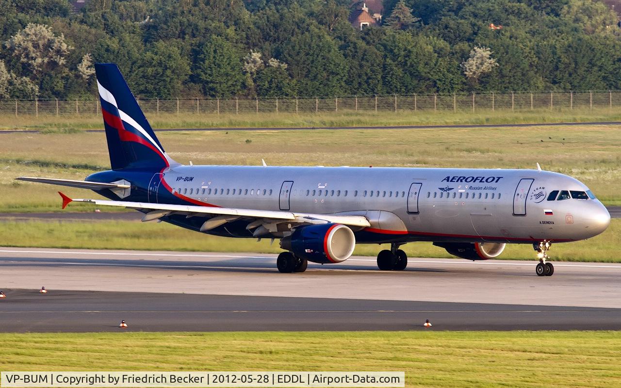 VP-BUM, 2007 Airbus A321-211 C/N 3267, early morning departure from Düsseldorf