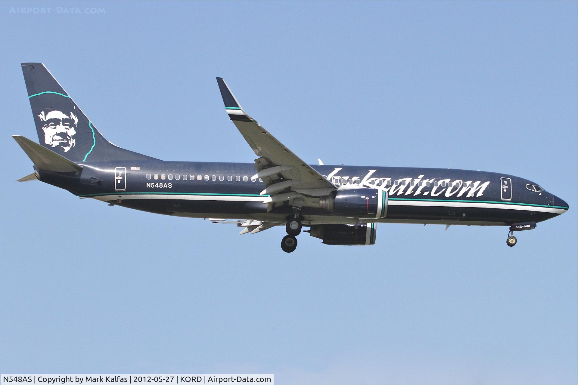 N548AS, 2005 Boeing 737-890 C/N 30020, Alaska Airlines Boeing 737-890, ASA686 arriving from Portland International /KPDX, RWY 14R approach KORD.