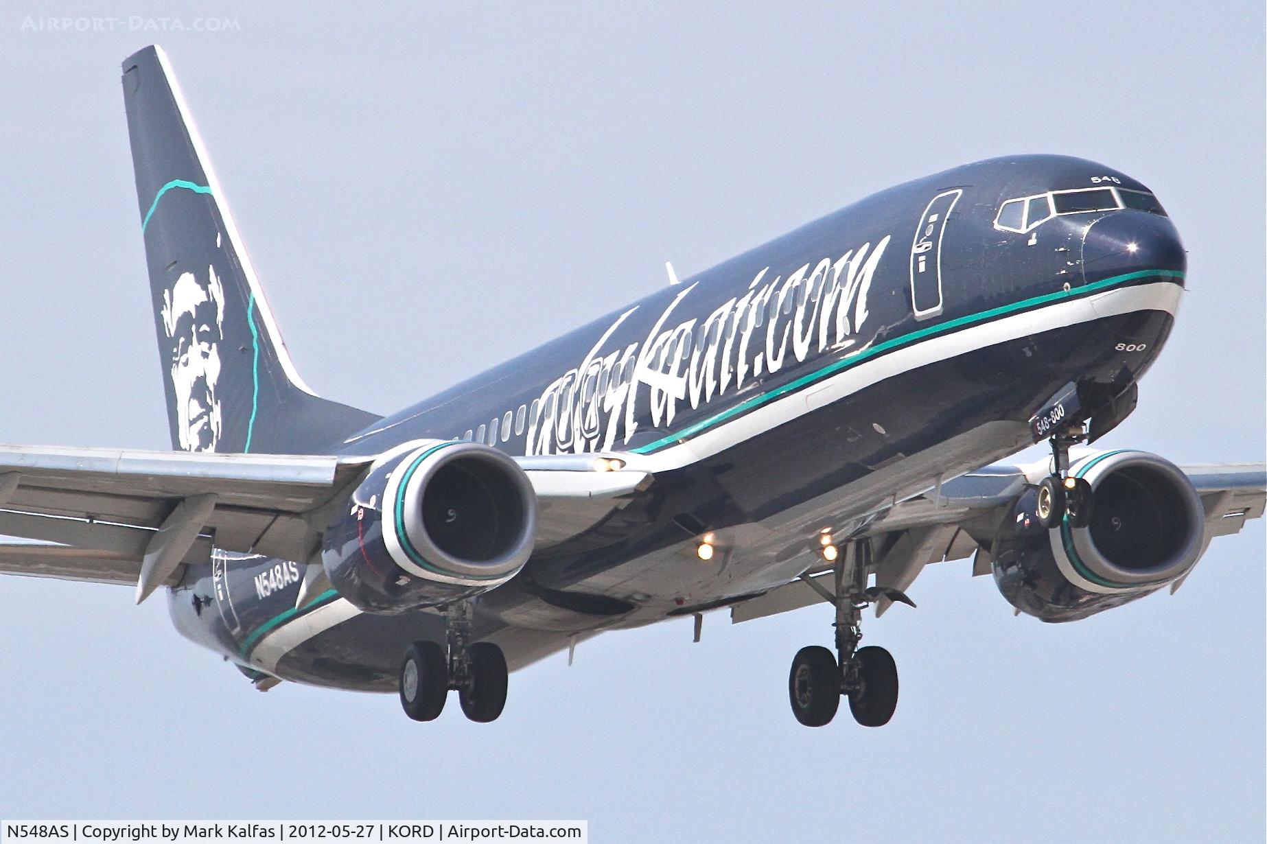 N548AS, 2005 Boeing 737-890 C/N 30020, Alaska Airlines Boeing 737-890, ASA686 arriving from Portland International /KPDX, RWY 14R approach KORD.