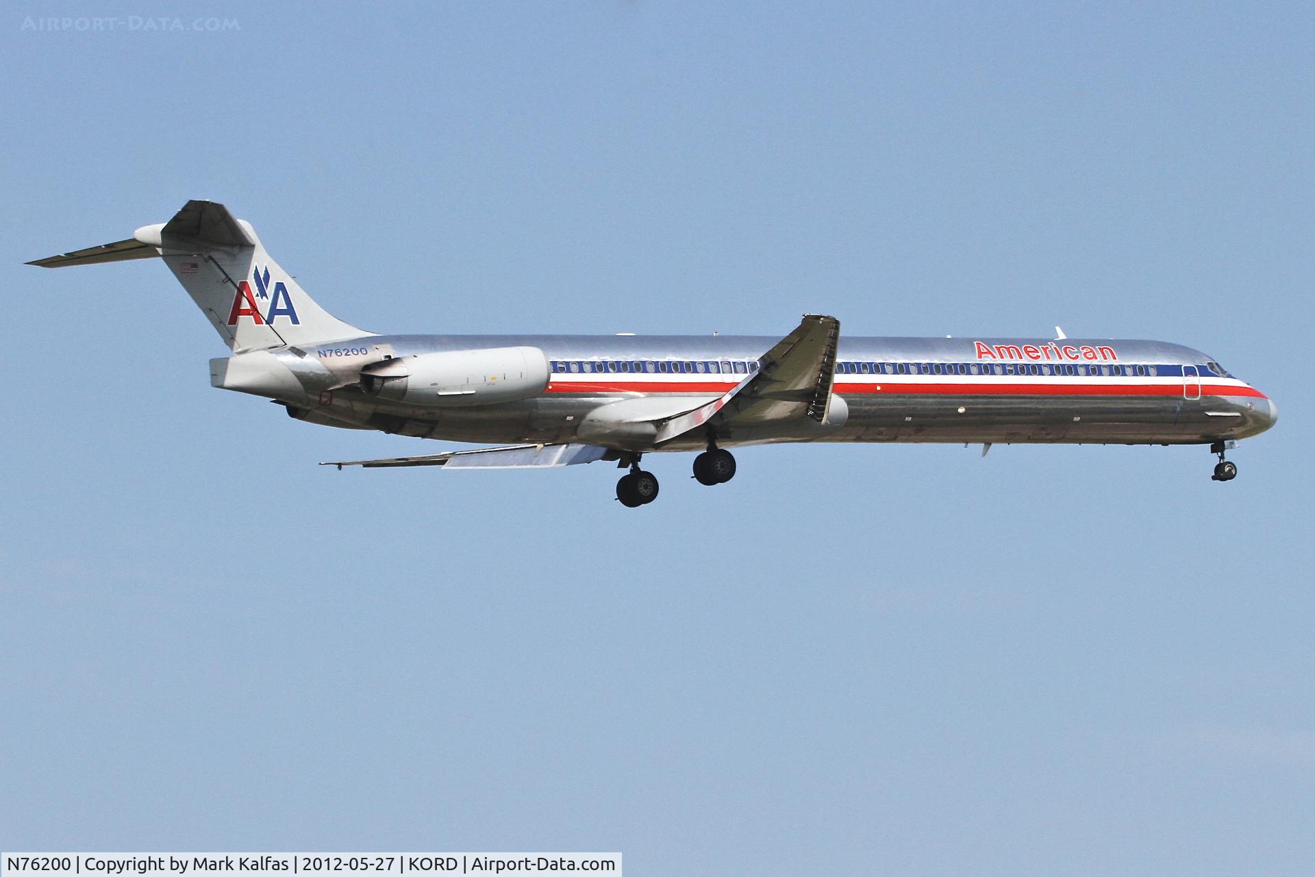 N76200, 1992 McDonnell Douglas MD-83 (DC-9-83) C/N 53290, American Airlines Mcdonnell Douglas DC-9-83, AAL2354 arriving from KDFW, RWY 14R KORD.