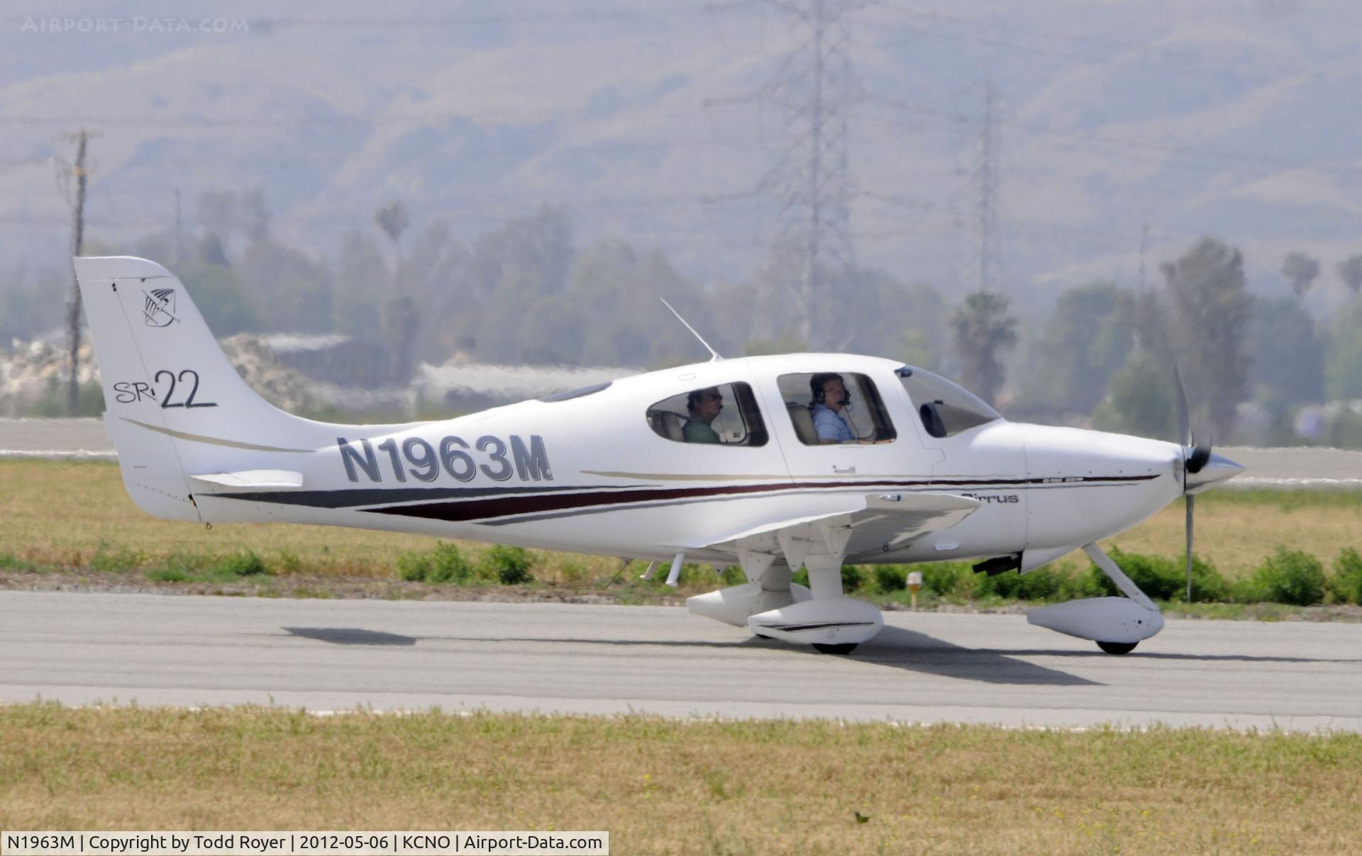 N1963M, 2002 Cirrus SR22 C/N 0355, Taxiing to parking at Chino