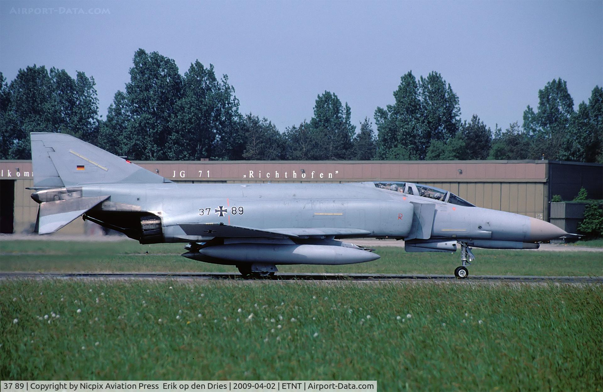 37 89, 1972 McDonnell Douglas F-4F Phantom II C/N 4572, 3789 is a F-4FKWS Phantom II fighter assigned to JG-71 (Fighterwing 71) 