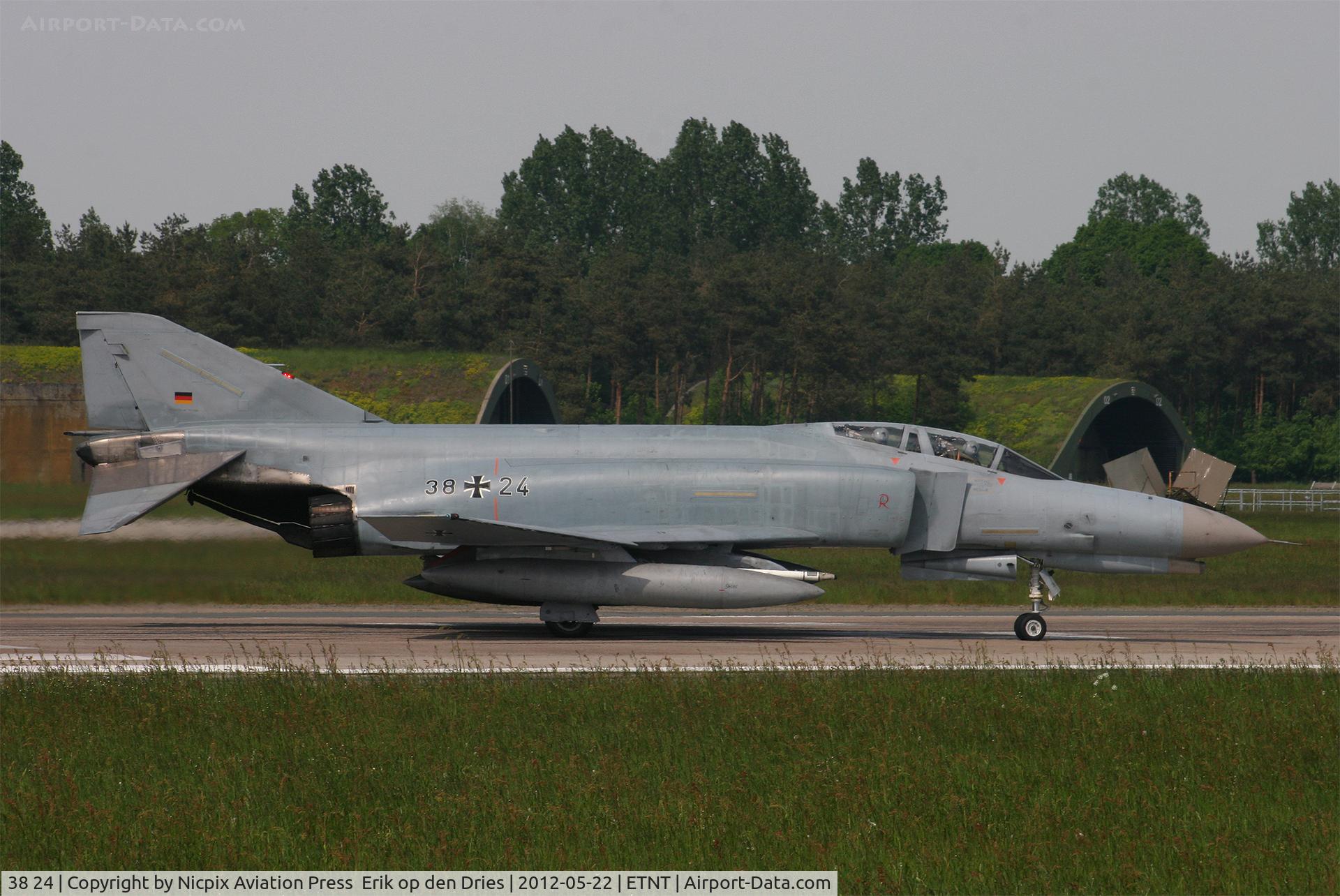38 24, 1972 McDonnell Douglas F-4F Phantom II C/N 4676, JG-71 F-4FKWS 3824 entering the runway of Wittmund AB