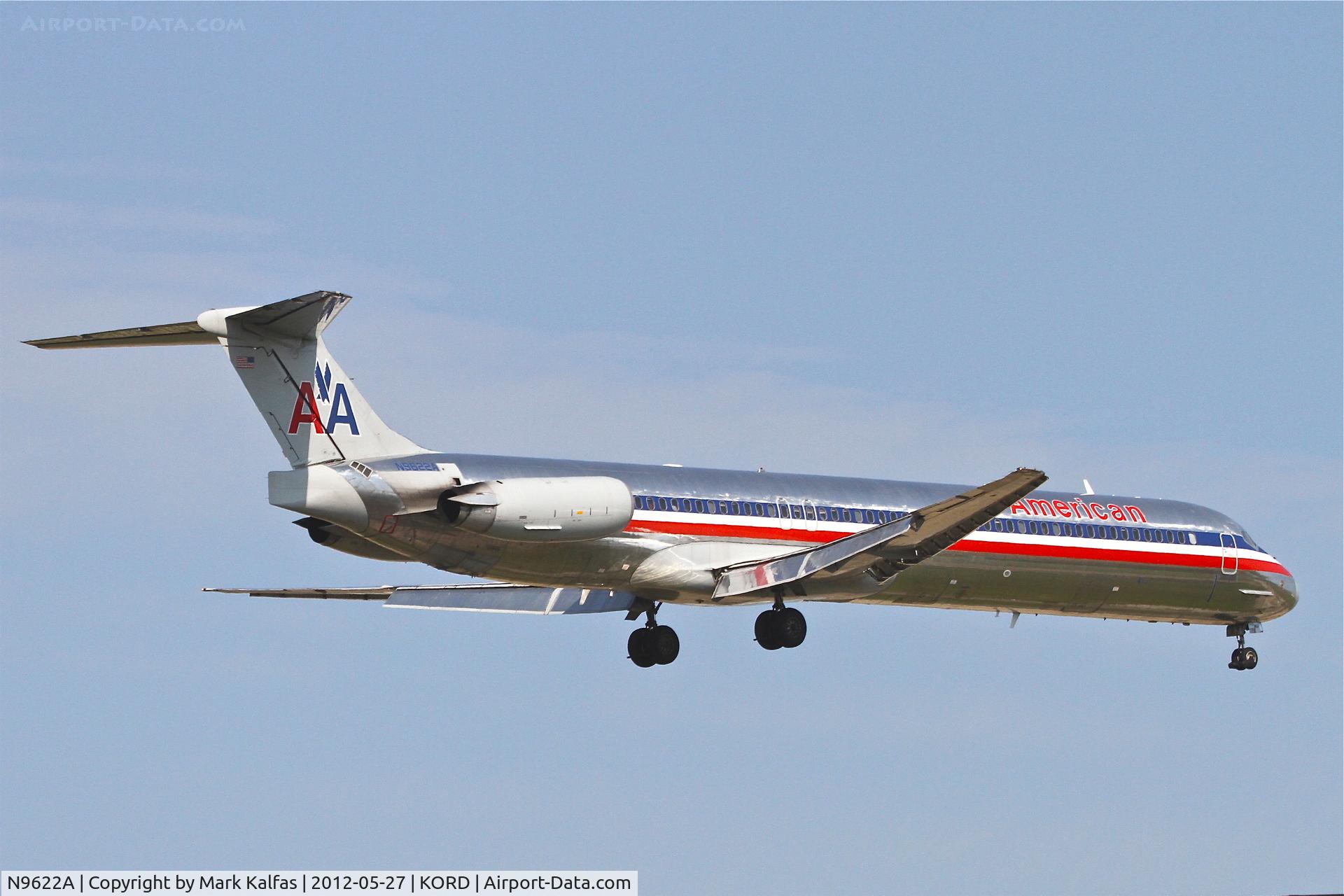 N9622A, 1998 McDonnell Douglas MD-83 (DC-9-83) C/N 53593, American Airlines Mcdonnell Douglas DC-9-83 MD-83, AAL2067 arriving from Phoenix/KPHX, RWY 14R approach KORD.