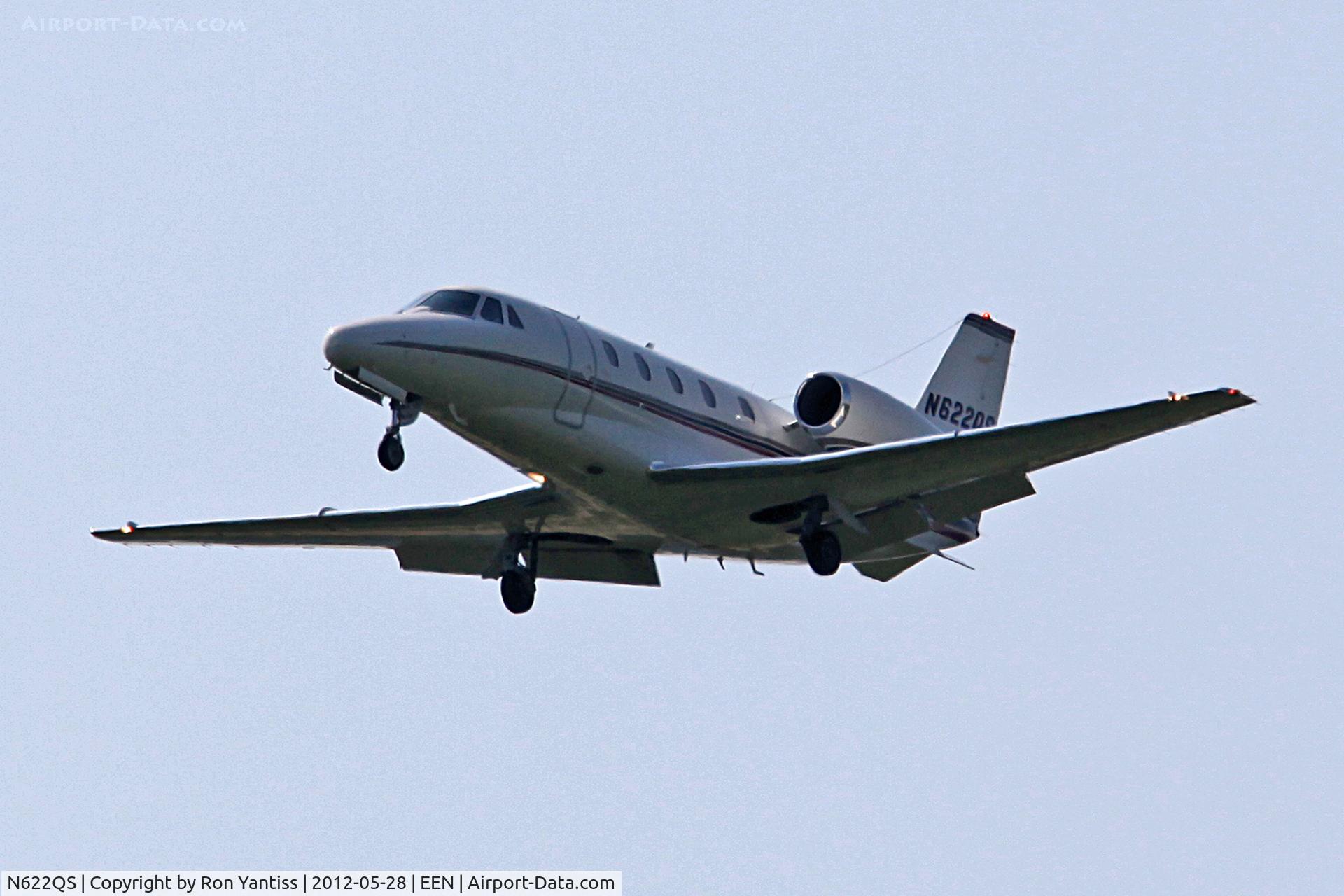 N622QS, 2002 Cessna 560XL Citation Excel C/N 560-5286, Straight-in final for runway 02, Dillant-Hopkins Airport, Keene, NH