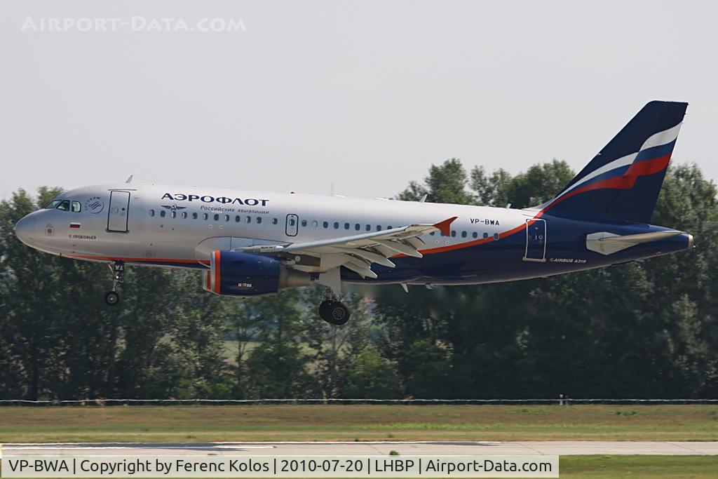 VP-BWA, 2003 Airbus A319-111 C/N 2052, Ferihegy