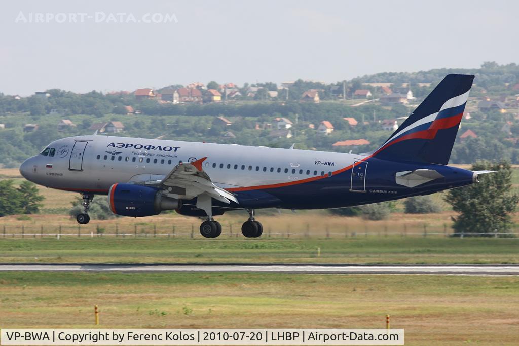 VP-BWA, 2003 Airbus A319-111 C/N 2052, Ferihegy