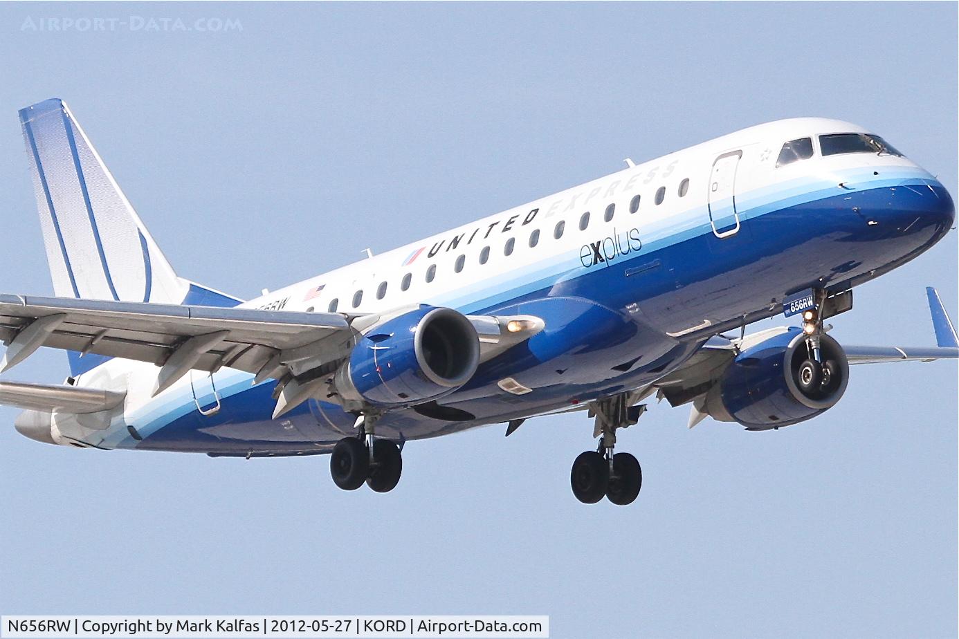 N656RW, 2005 Embraer 170SE (ERJ-170-100SE) C/N 17000113, Shuttle America/United Express Embraer ERJ 170-100 SE, TFC3463 arriving from KSLC, RWY 14R approach KORD.