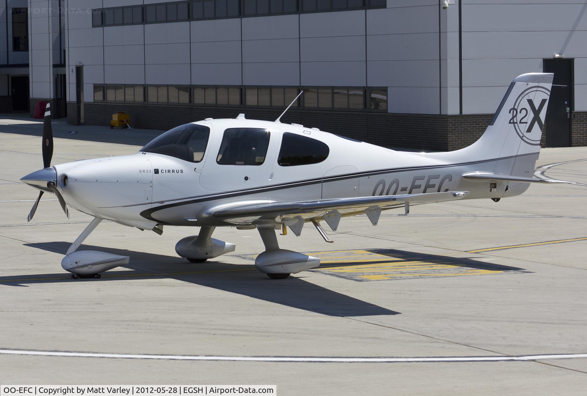 OO-EFC, Cirrus SR22X C/N 3486, Sat on stand at SaxonAir.