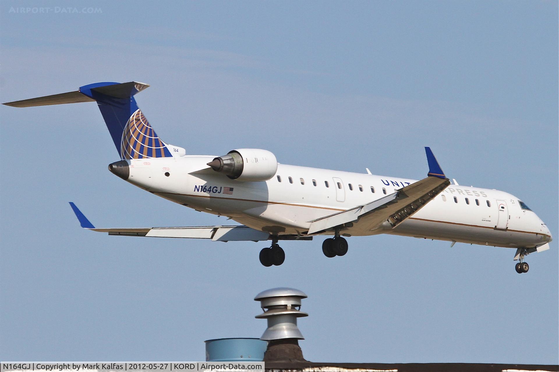 N164GJ, 2006 Bombardier CRJ-702 (CL-600-2C10) Regional Jet C/N 10256, GoJet Airlines/ United Express Bombardier CL-600-2C10, GJS3622 arriving from Bozeman - Yellowstone International /KBZN, RWY 14R KORD.
