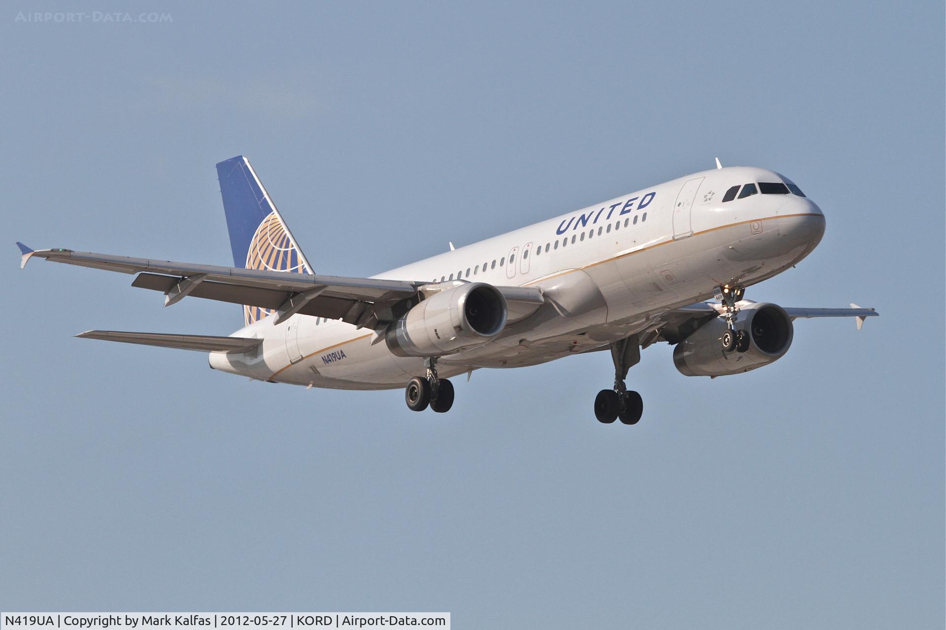 N419UA, 1994 Airbus A320-232 C/N 487, United Airlines Airbus A320-232, UAL278UA arriving from Seattle -Tacoma International /KSEA, RWY 14R approach KORD.