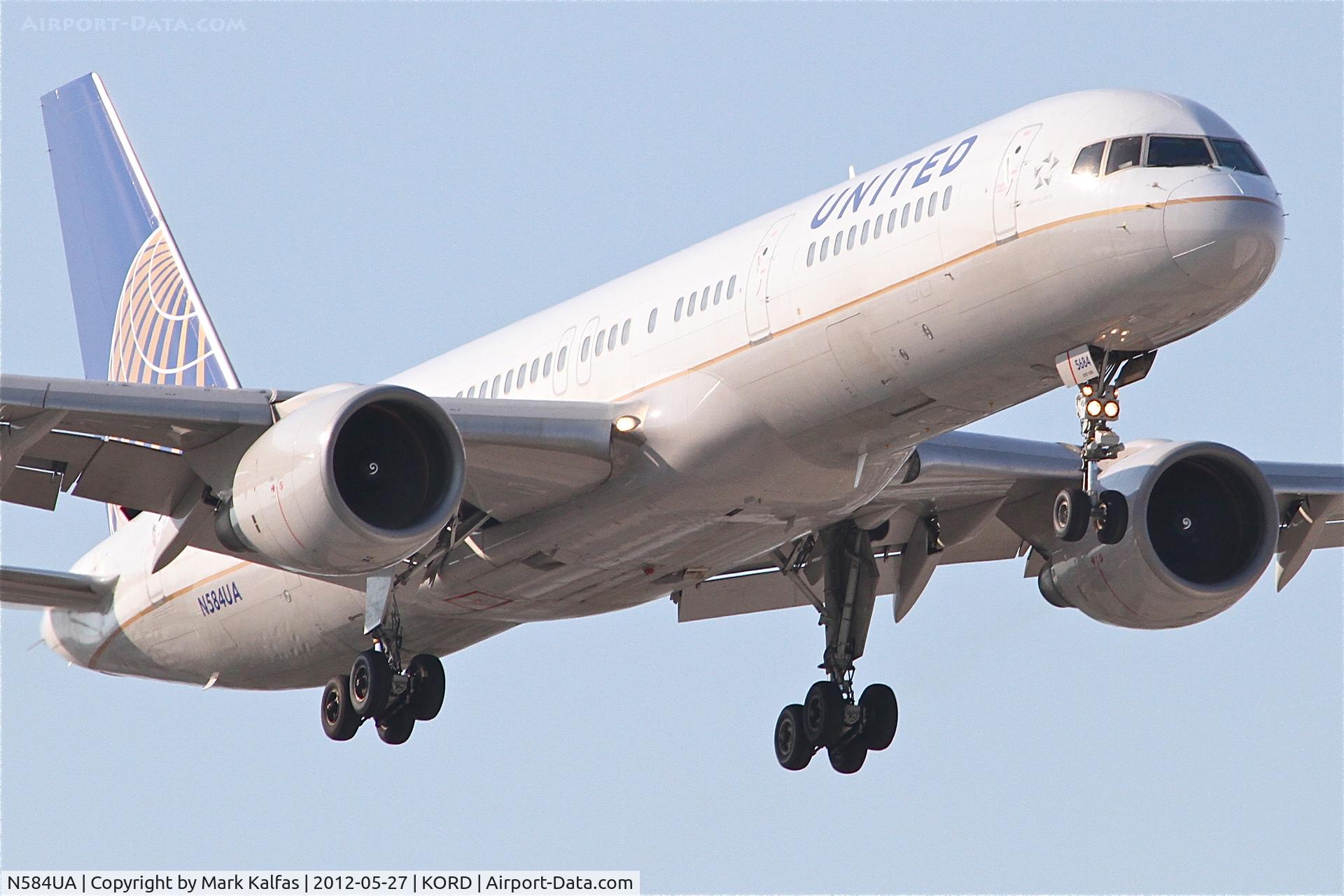 N584UA, 1993 Boeing 757-222 C/N 26706, United Airlines Boeing 757-222, UAL335 arriving from San Francisco International Airport/KSFO, on approach RWY 14R Chicago O'Hare.