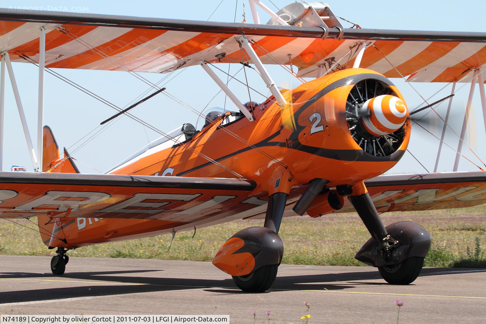 N74189, 1941 Boeing PT-17/R985 Kaydet (A75N1) C/N 75-717, note the smoke generator under the fuselage