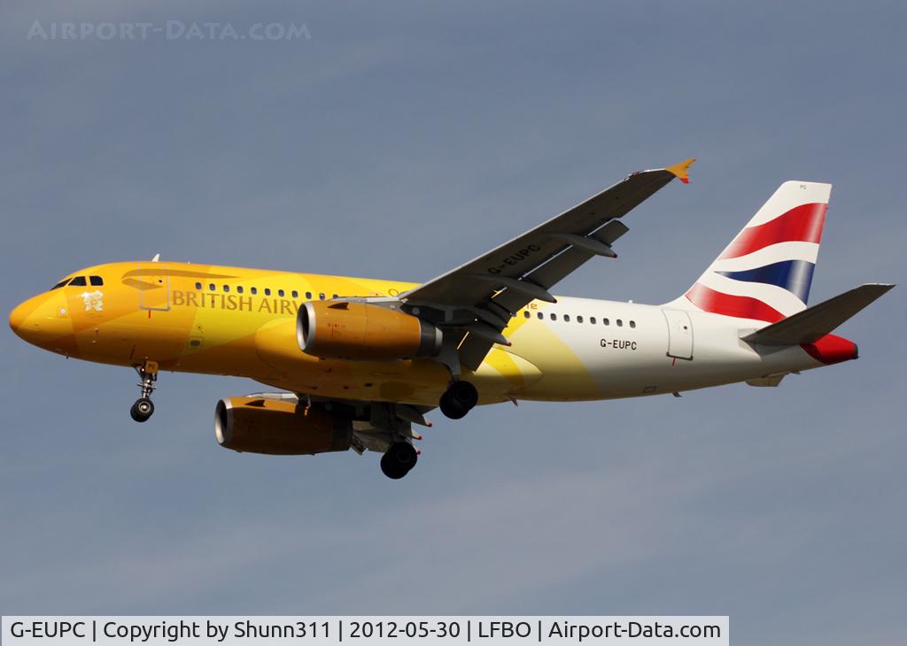 G-EUPC, 1999 Airbus A319-131 C/N 1118, Landing rwy 32L in Olympic Torch 2012 c/s