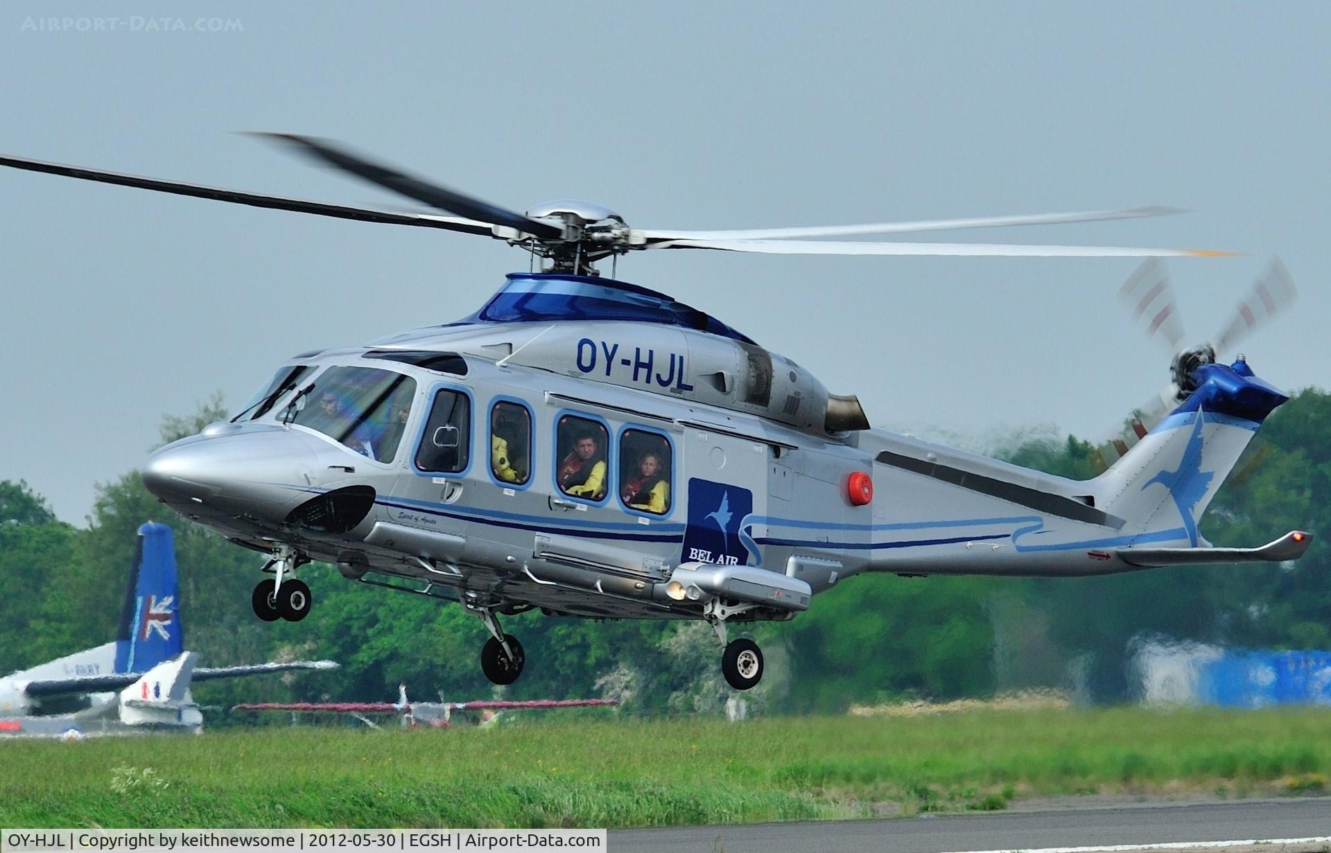 OY-HJL, 2009 AgustaWestland AW-139 C/N 31245, Returning to Norwich with rig crew aboard !