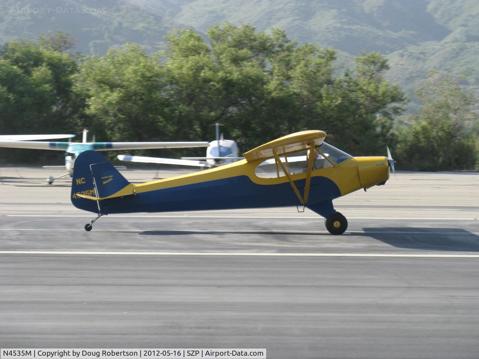 N4535M, 1947 Piper PA-11 Cub Special C/N 11-39, 1947 Piper PA-11 CUB SPECIAL, Continental A&C65 65 Hp, landing roll Rwy 22