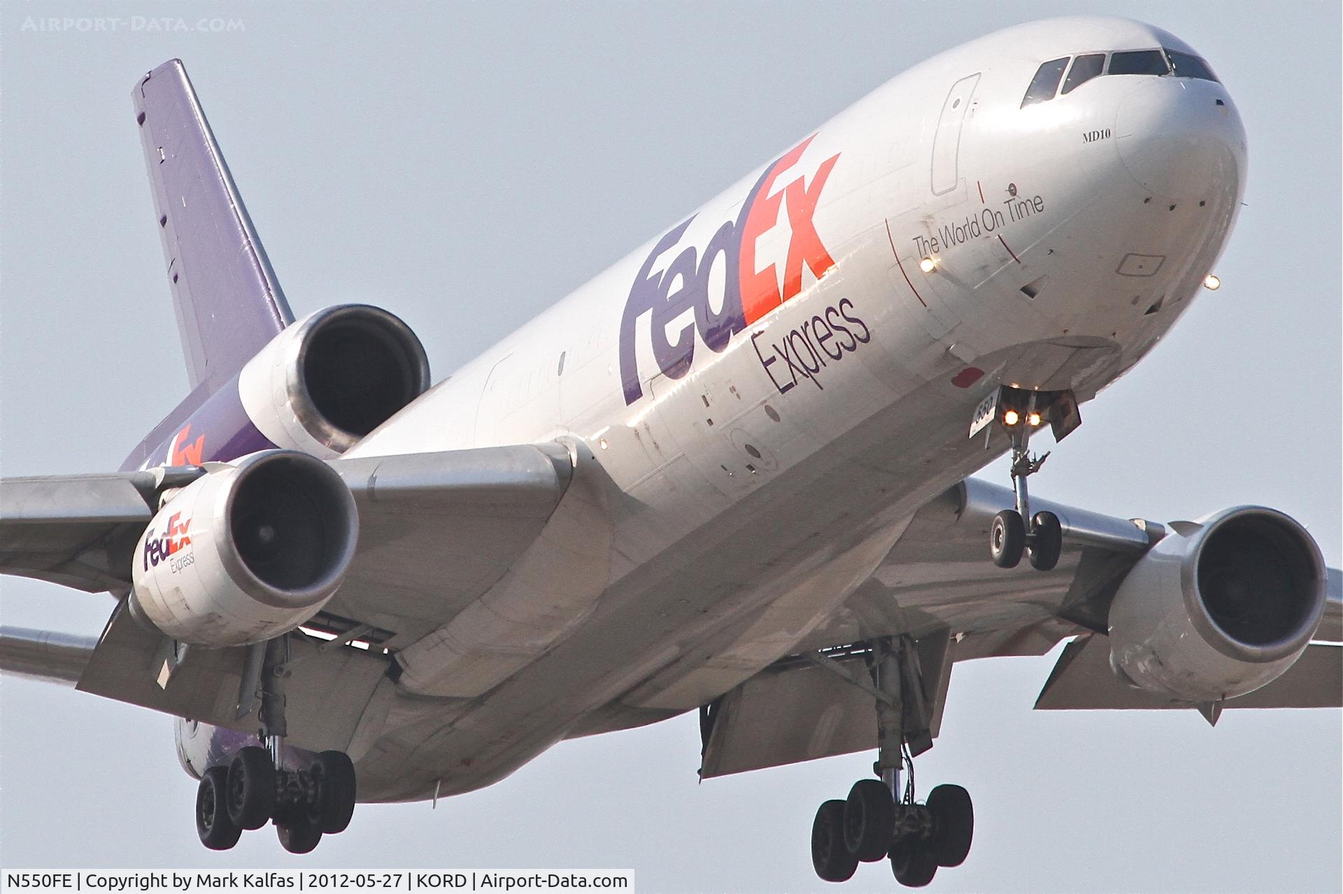 N550FE, 1972 McDonnell Douglas MD-10-10F C/N 46521, FedEx  Mcdonnell Douglas MD-10-10F, FDX398 arriving from Memphis Int'l /KMEM, RWY 14R approach KORD.