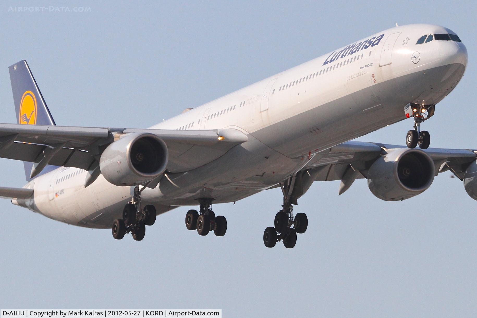 D-AIHU, 2008 Airbus A340-642 C/N 848, Lufthansa Airbus 340-642, DLH434 arriving from Munich Int'l /EDDM, RWY 10 approach KORD.