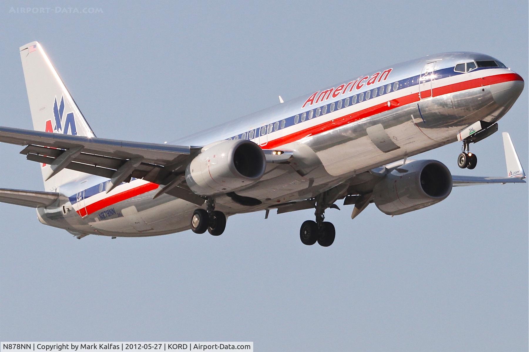 N878NN, 2011 Boeing 737-823 C/N 40768, American Airlines Boeing 737-823, AAL596 arriving from Lic. Benito Juarez Int'l /MMMX, RWY 14R approach KORD.