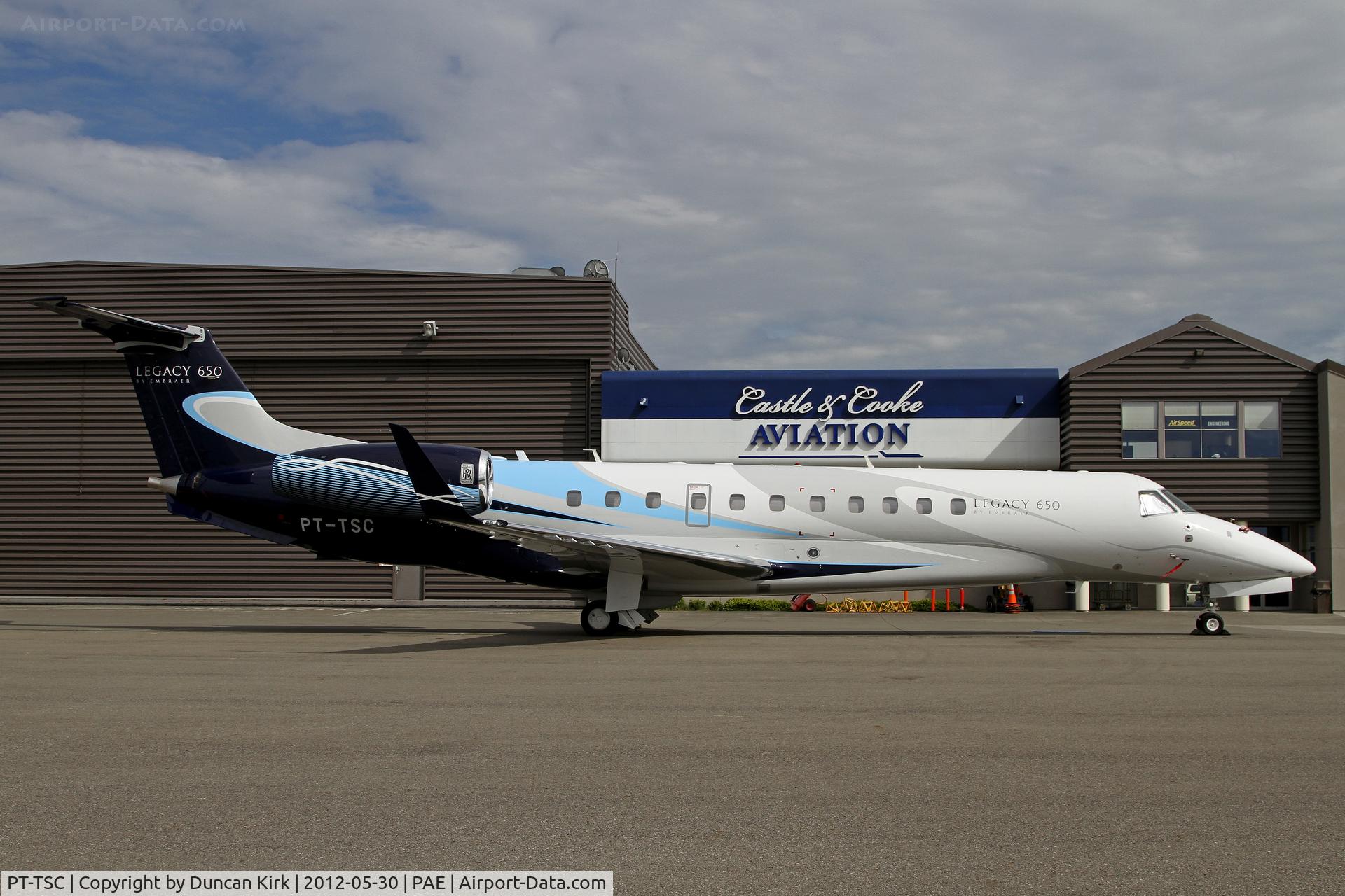 PT-TSC, 2012 Embraer EMB-135BJ Legacy 650 C/N 14501149, Legacy 650 Demonstrator seen at Everett doing some testing of equipment with Honeywell