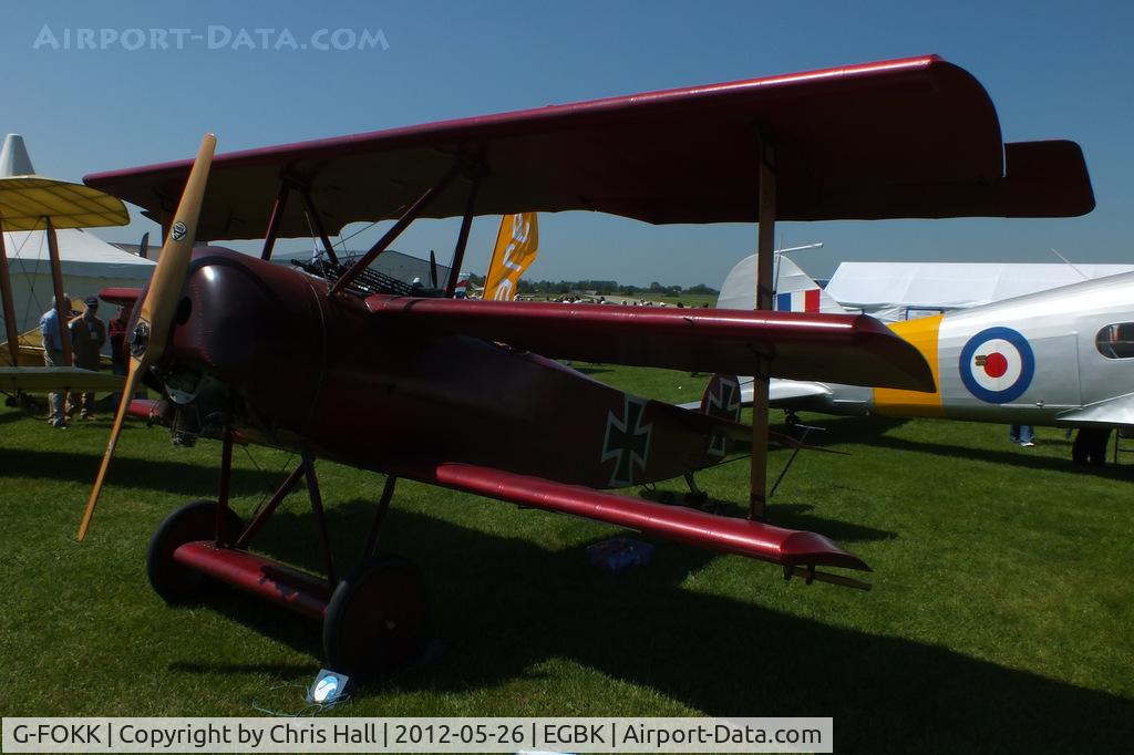 G-FOKK, 2006 Fokker Dr.1 Triplane Replica C/N PFA 238-14253, at AeroExpo 2012