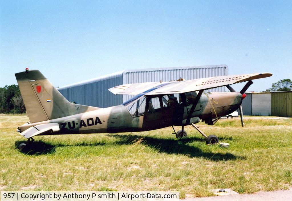 957, Aermacchi AM-3C Bosbok C/N 2038, I purchased 957 from Armscor and is seen here in East London, Eastern Cape, and after crashing on a strip outside East London, the tail section was stolen. I then moved the rest to Kempton Park and sold it .