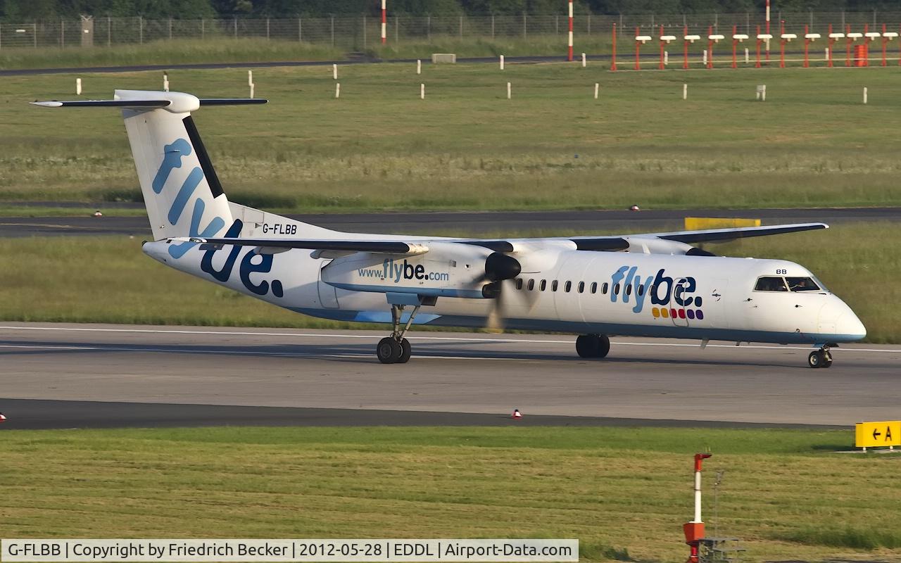 G-FLBB, 2009 De Havilland Canada DHC-8-402Q Dash 8 C/N 4255, departure from RW05R