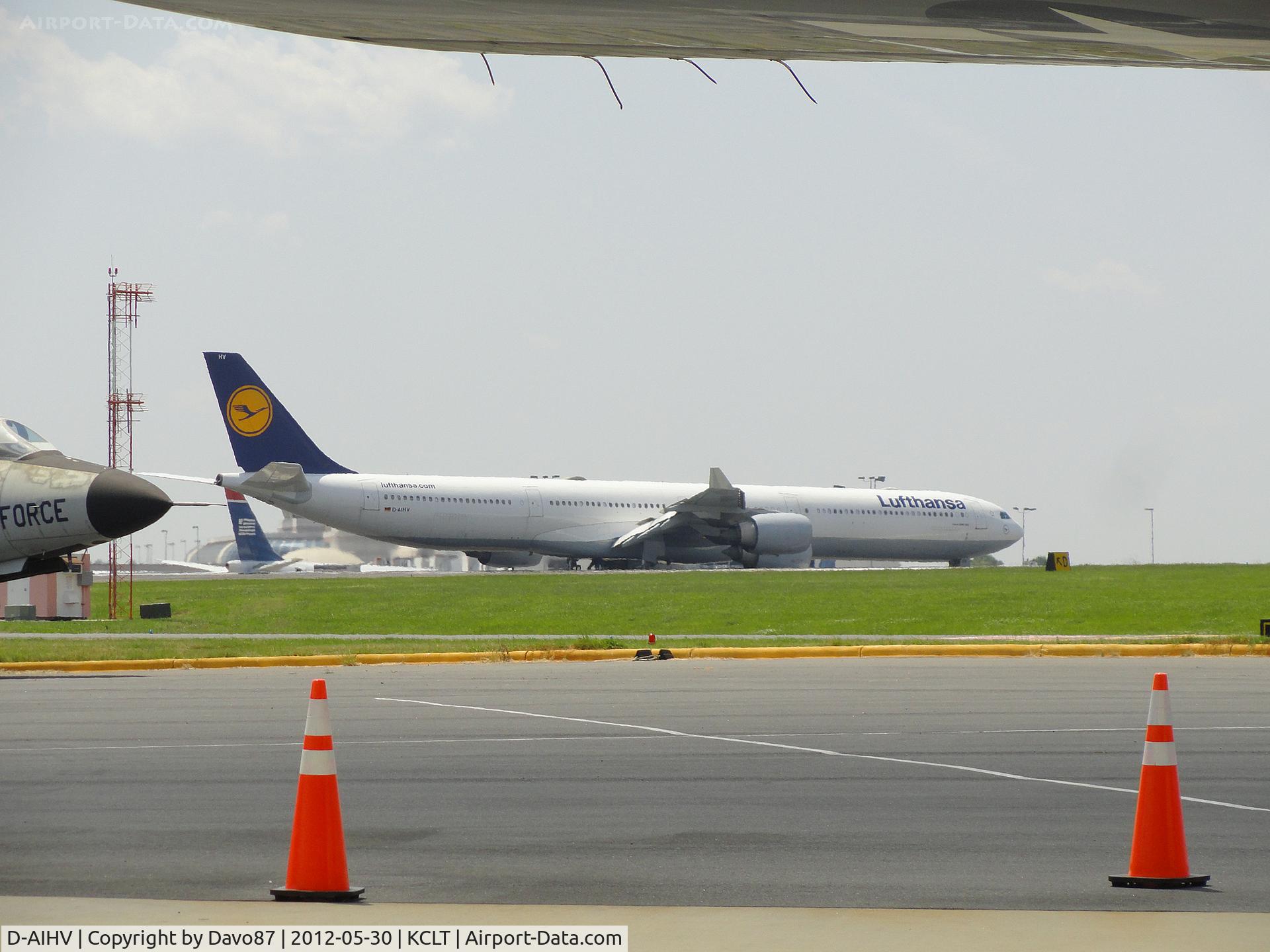 D-AIHV, 2008 Airbus A340-642X C/N 897, Photographed shortly after landing at Charlotte-Douglas International Airport at 1:51 pm on May 30, 2012.