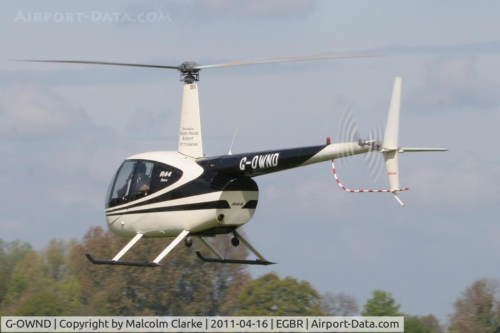 G-OWND, 1999 Robinson R44 Astro C/N 0644, Robinson R44 Astro, Breighton Airfield, April 2011.