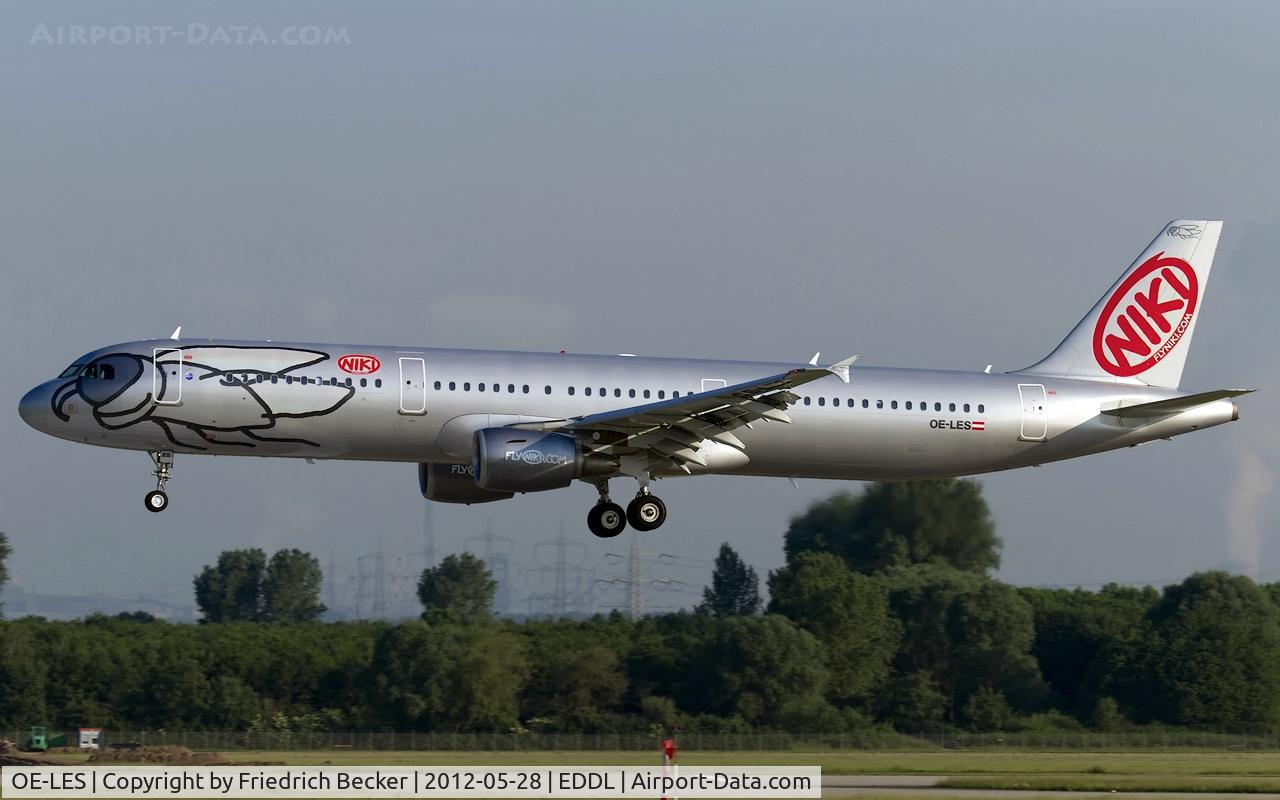OE-LES, 2008 Airbus A321-211 C/N 3504, on final RW23L